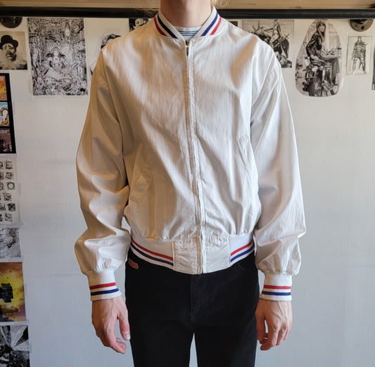 1960s White Cotton Sport Prep Jacket  M-L