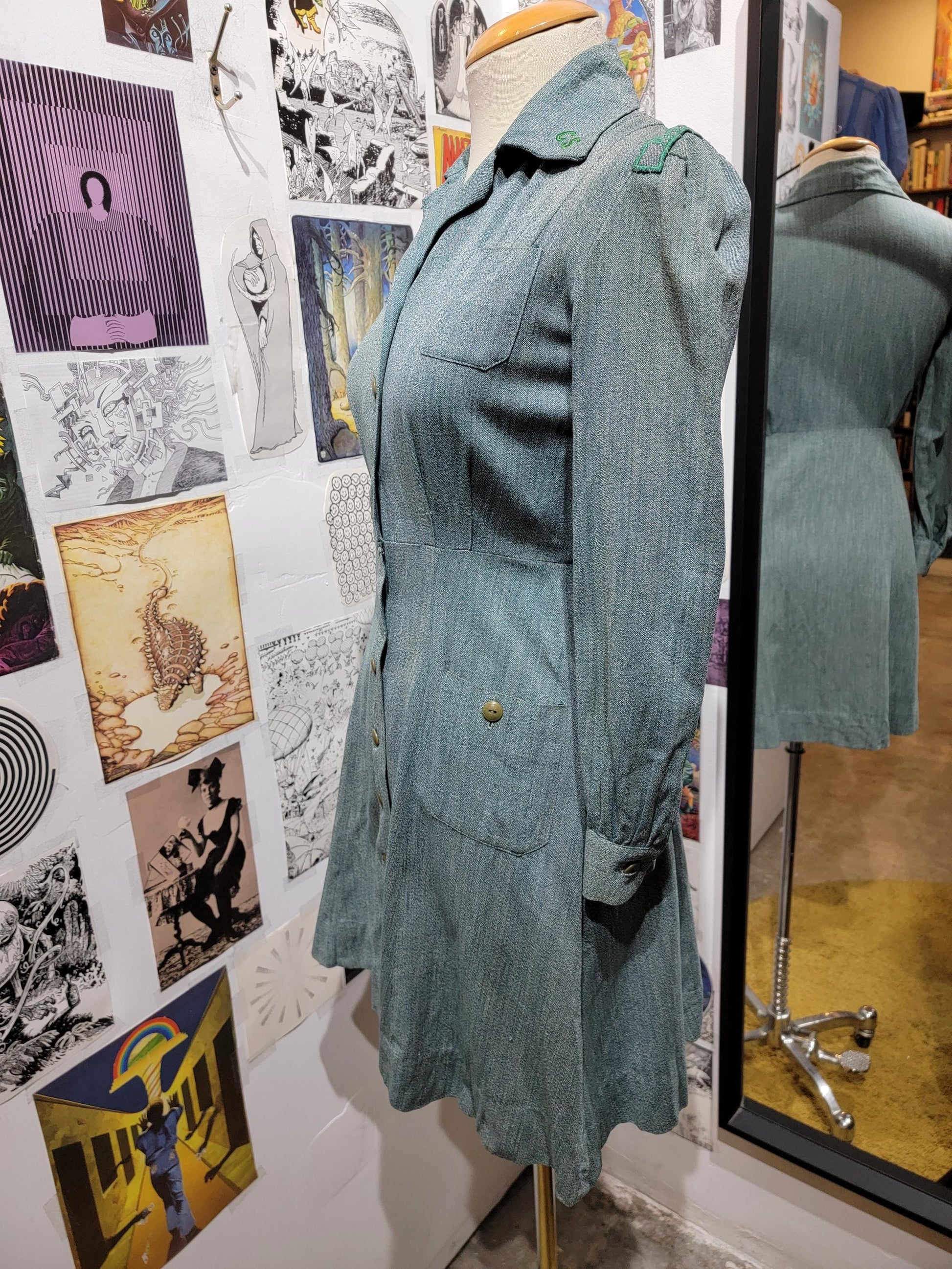 Vintage 1940s Girl Scouts Uniform | Dress | size small | Rayon | Button-up