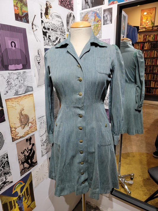 Vintage 1940s Girl Scouts Uniform | Dress | size small | Rayon | Button-up