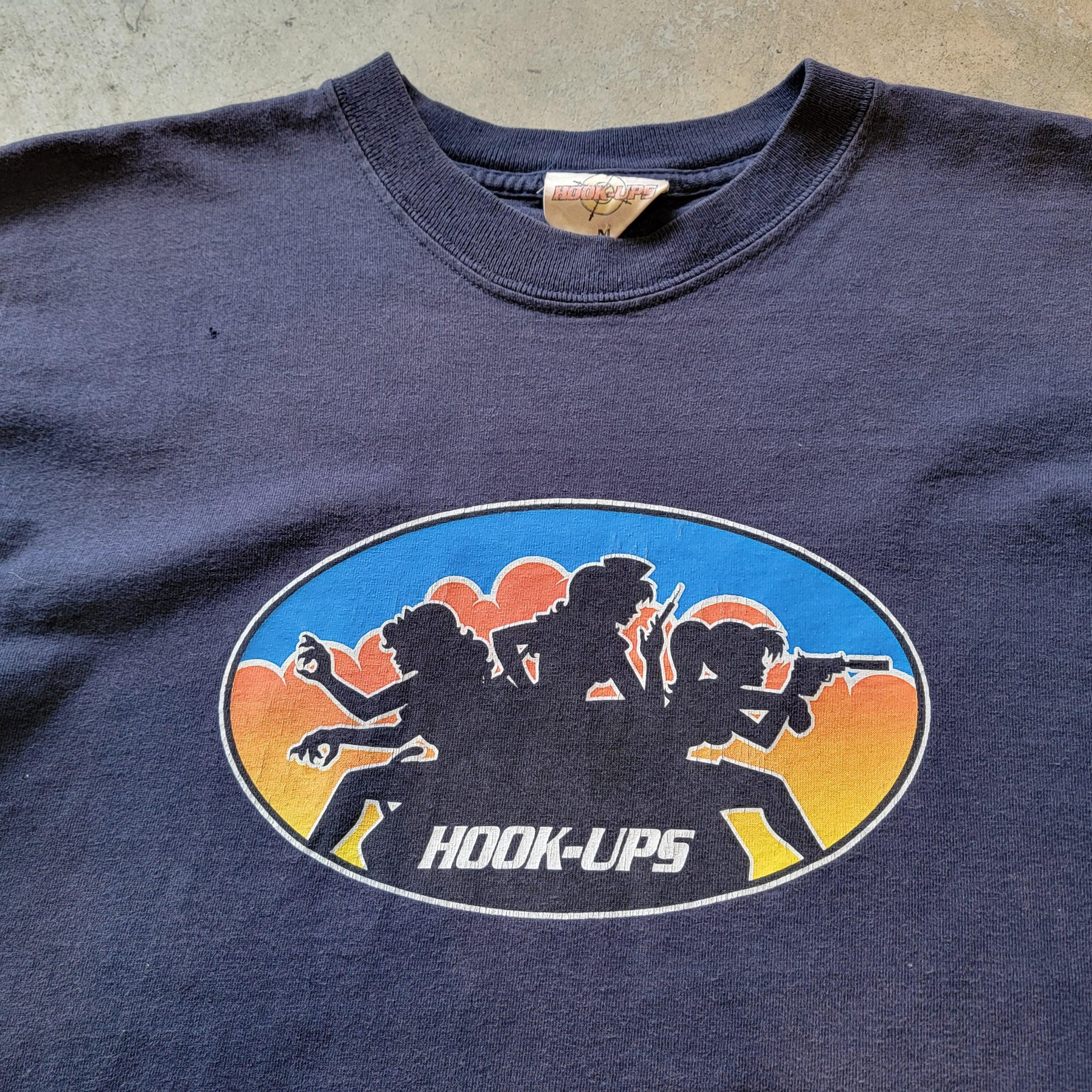 Vintage 90s Hook-ups T-shirt | Charlie's Angels | Size M | Navy Blue