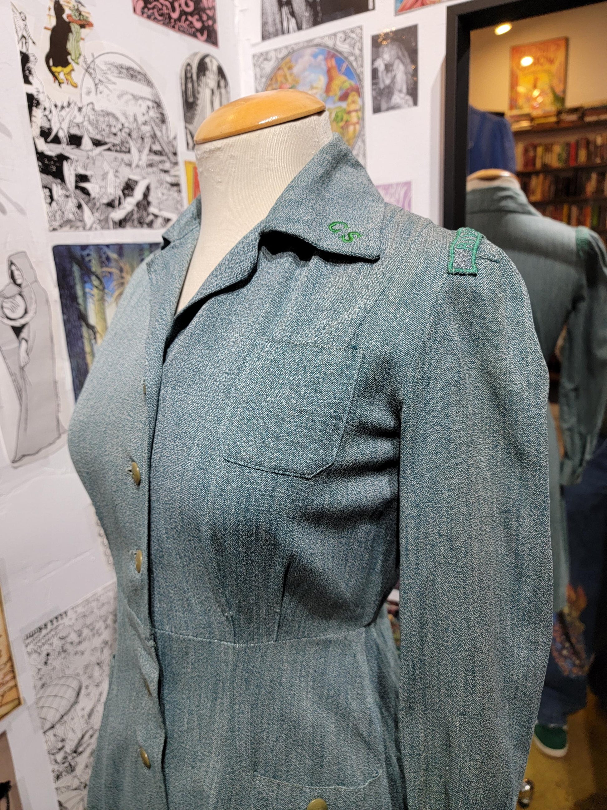 Vintage 1940s Girl Scouts Uniform | Dress | size small | Rayon | Button-up