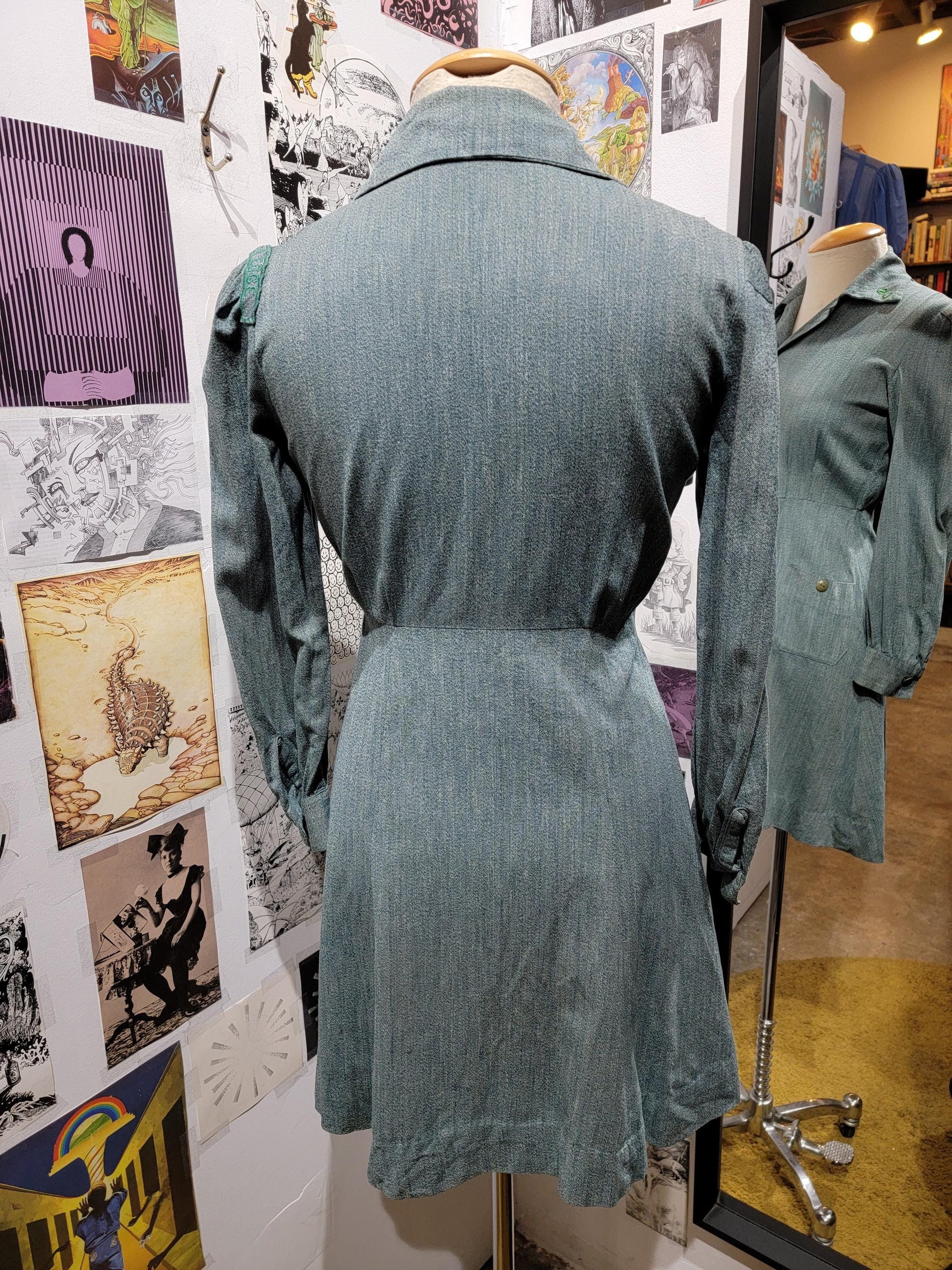 Vintage 1940s Girl Scouts Uniform | Dress | size small | Rayon | Button-up