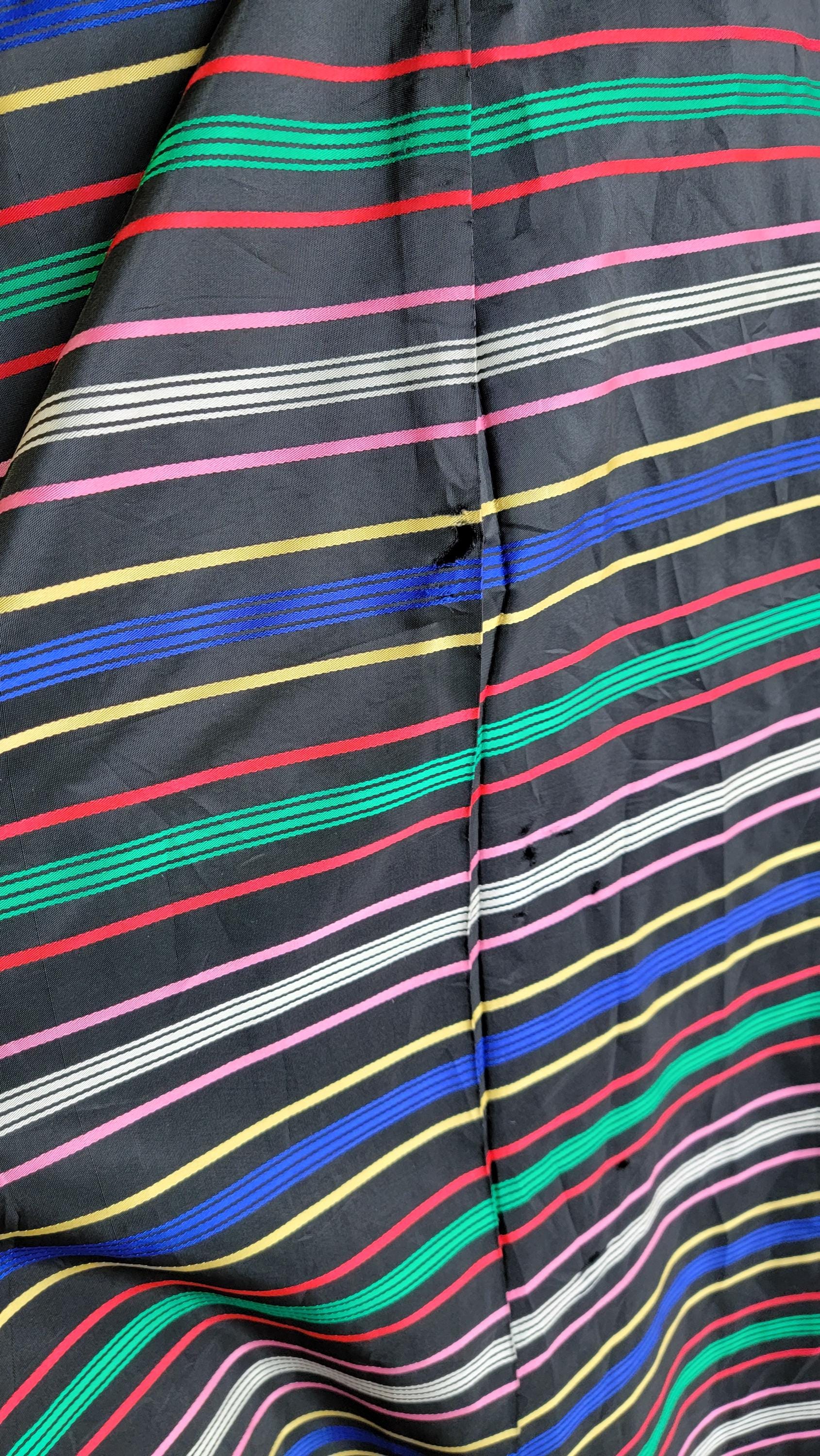 Vintage 1950s Lilli Ann Wool and Velvet Swing Coat | Black | Belted | Rainbow Tafetta lining