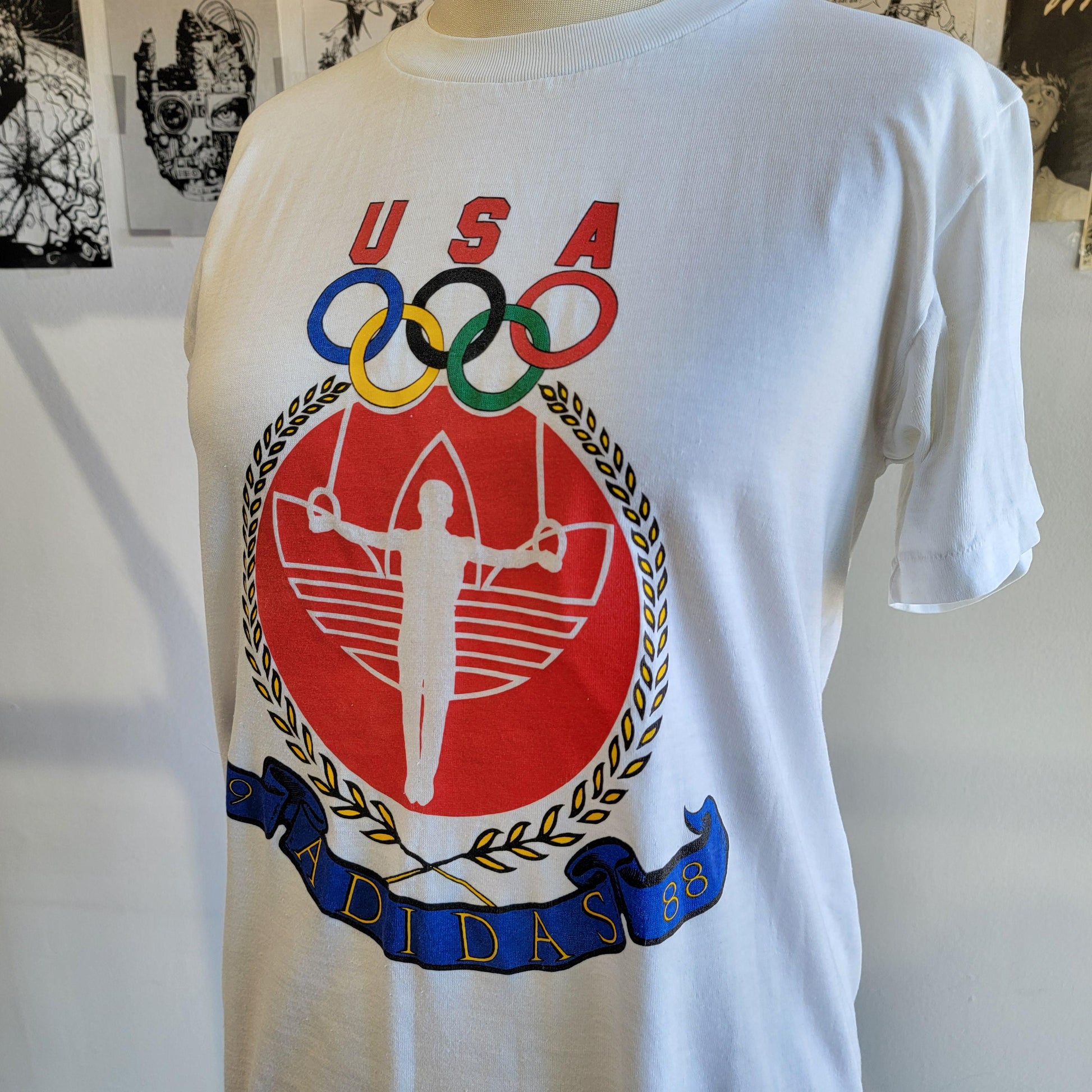 Vintage 1988 USA Olympic Games T-shirt | Size Small | single stitch | Adidas | 2 sided