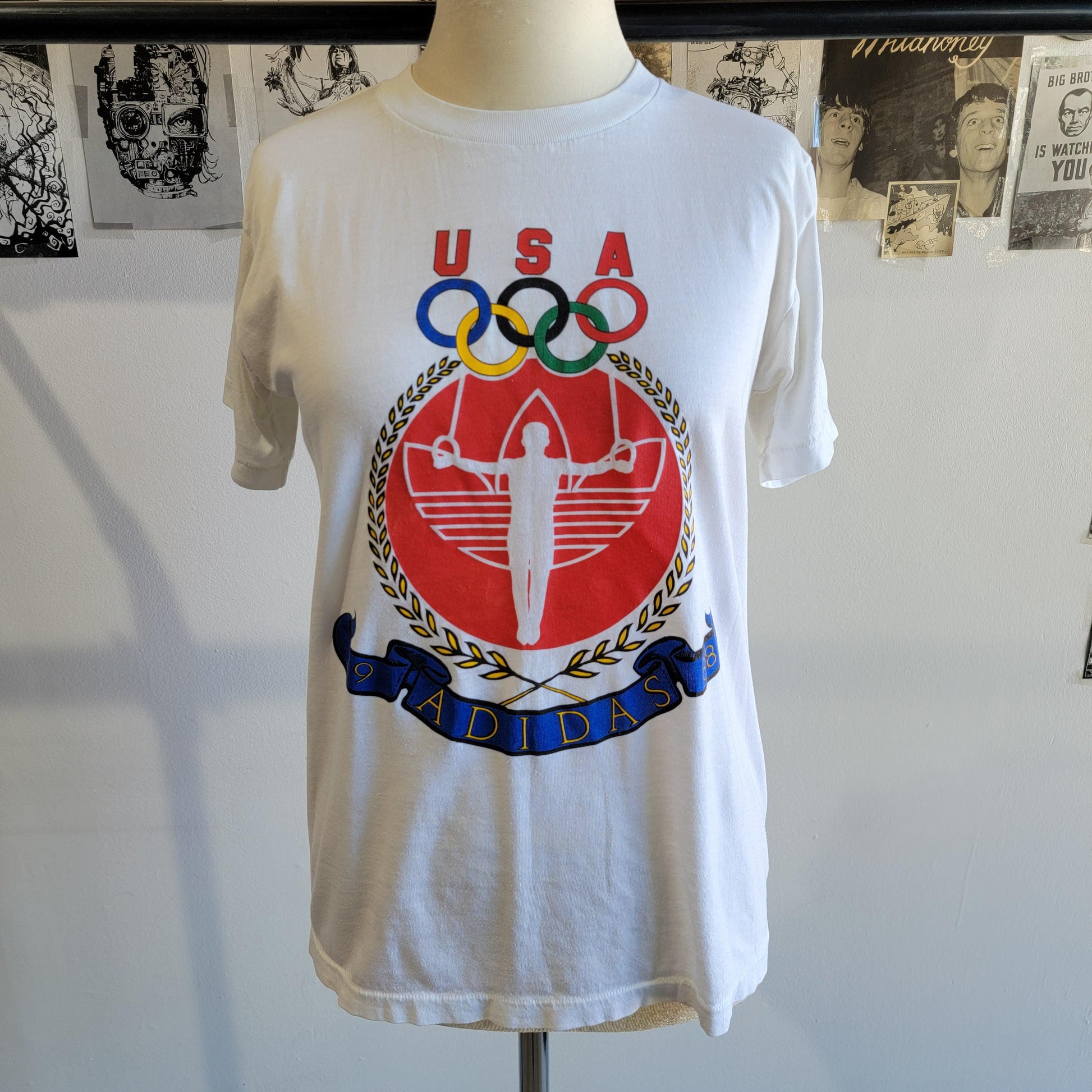 Vintage 1988 USA Olympic Games T-shirt | Size Small | single stitch | Adidas | 2 sided