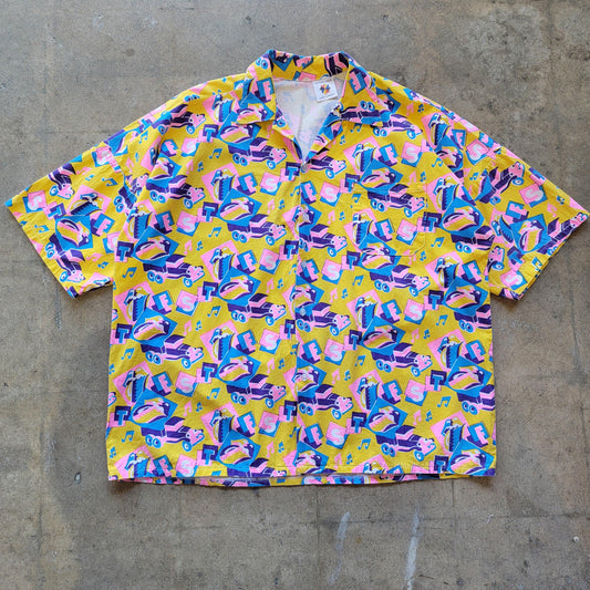 Vintage 80s Rolling Stone Print Button Up Shirt | Super Rare | XL | Right Angle | Button down | Cotton