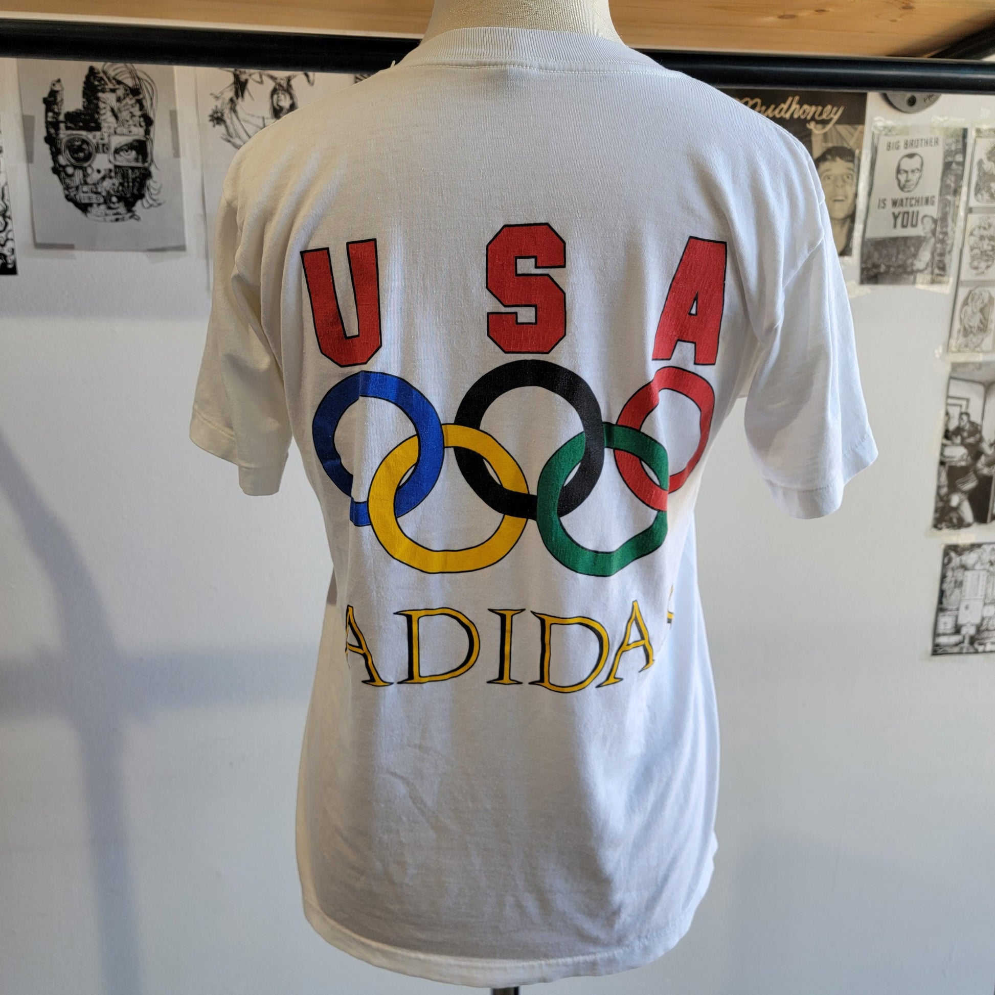 Vintage 1988 USA Olympic Games T-shirt | Size Small | single stitch | Adidas | 2 sided