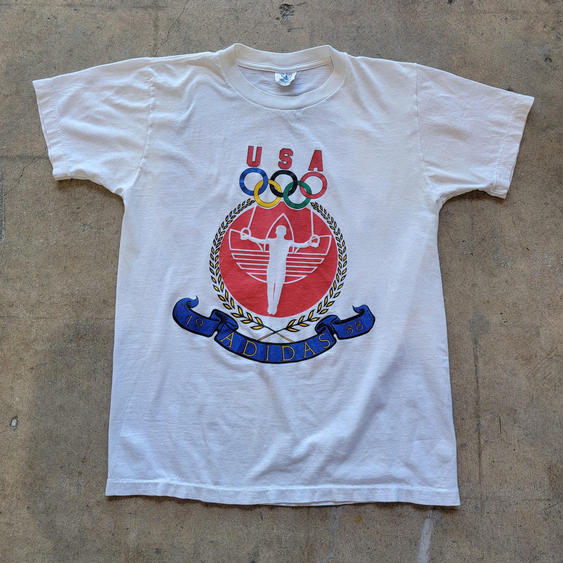 Vintage 1988 USA Olympic Games T-shirt | Size Small | single stitch | Adidas | 2 sided