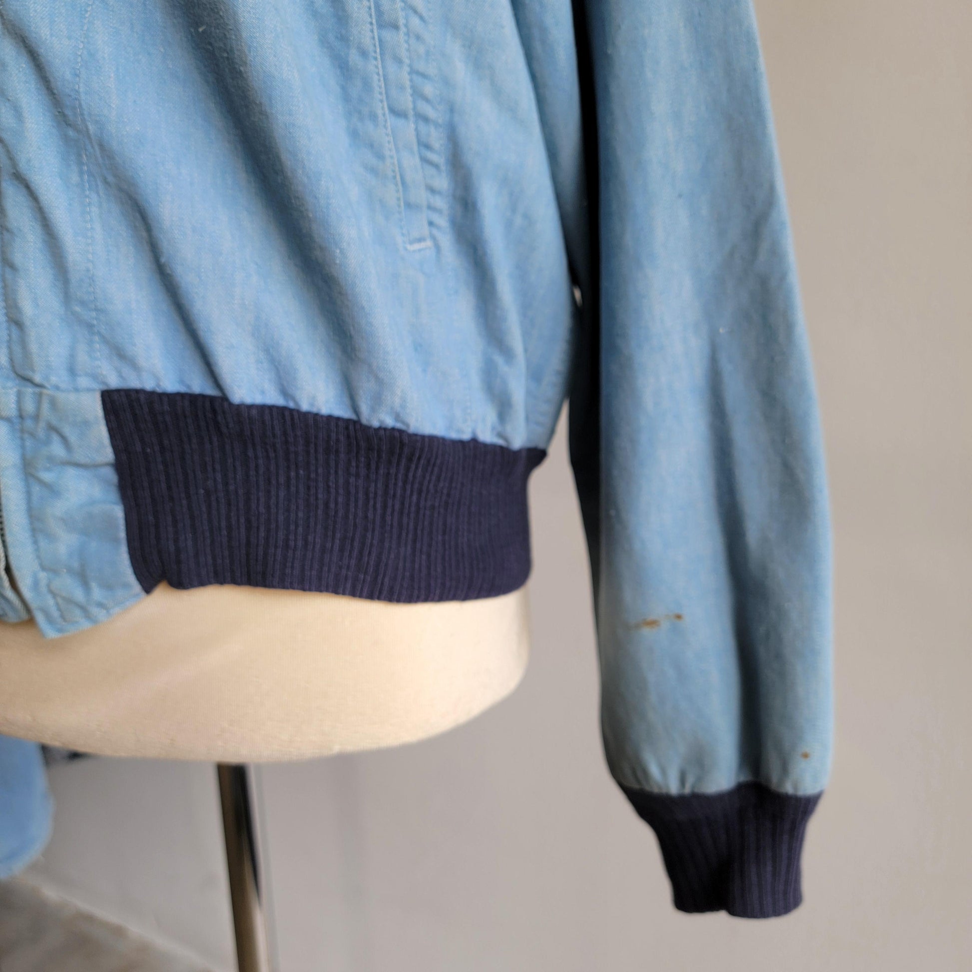 Vintage 50s Chambray Zip Up Bomber Jacket | Conmar Zipper | Selvedge | Size Medium To Large | Fantastic Condition | Beautiful Patina