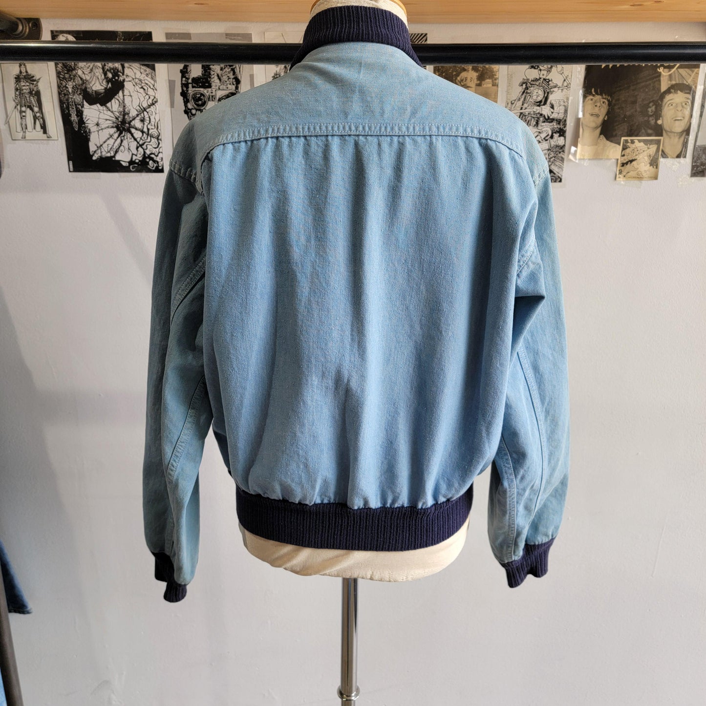 Vintage 50s Chambray Zip Up Bomber Jacket | Conmar Zipper | Selvedge | Size Medium To Large | Fantastic Condition | Beautiful Patina
