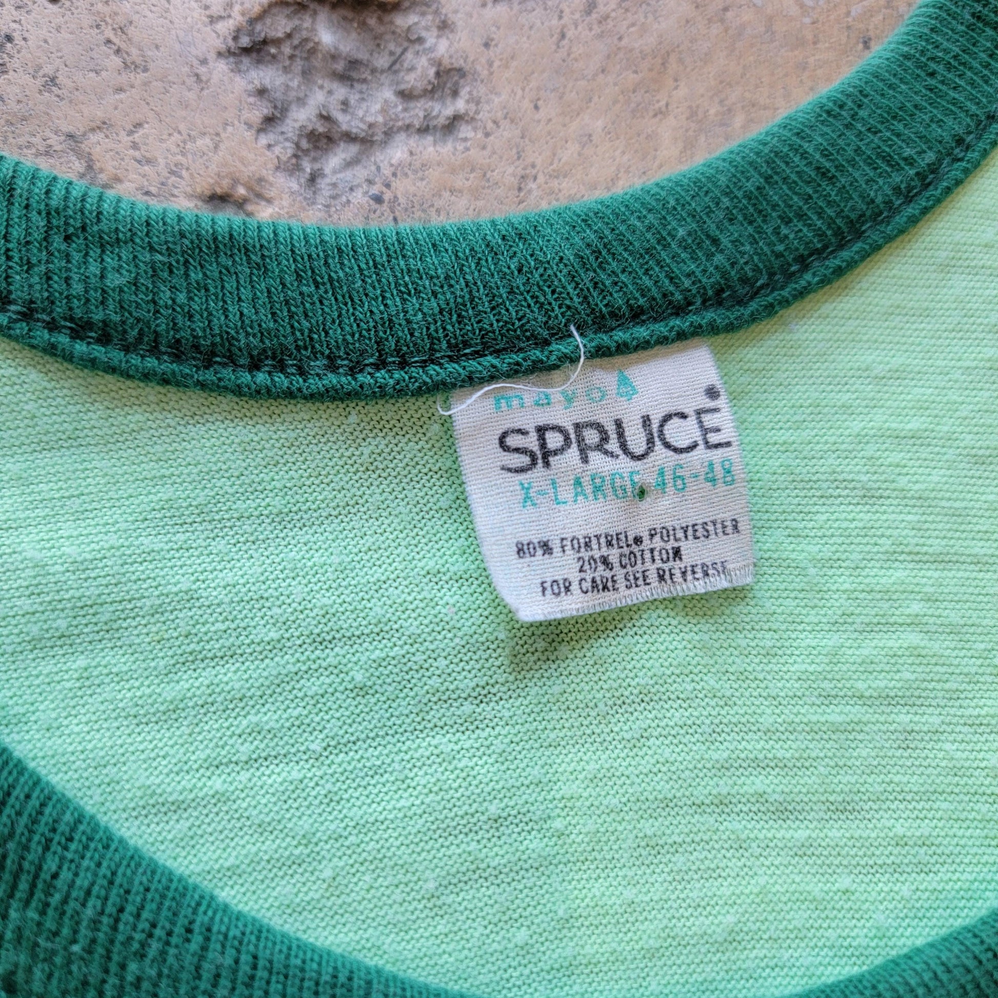 Vintage 70s Mayo Spruce Hawaiian Surf Tank | Mint Green Ringer | Size Large to Extra Large | Hawaiian Juice 100% Juice | Stretchy