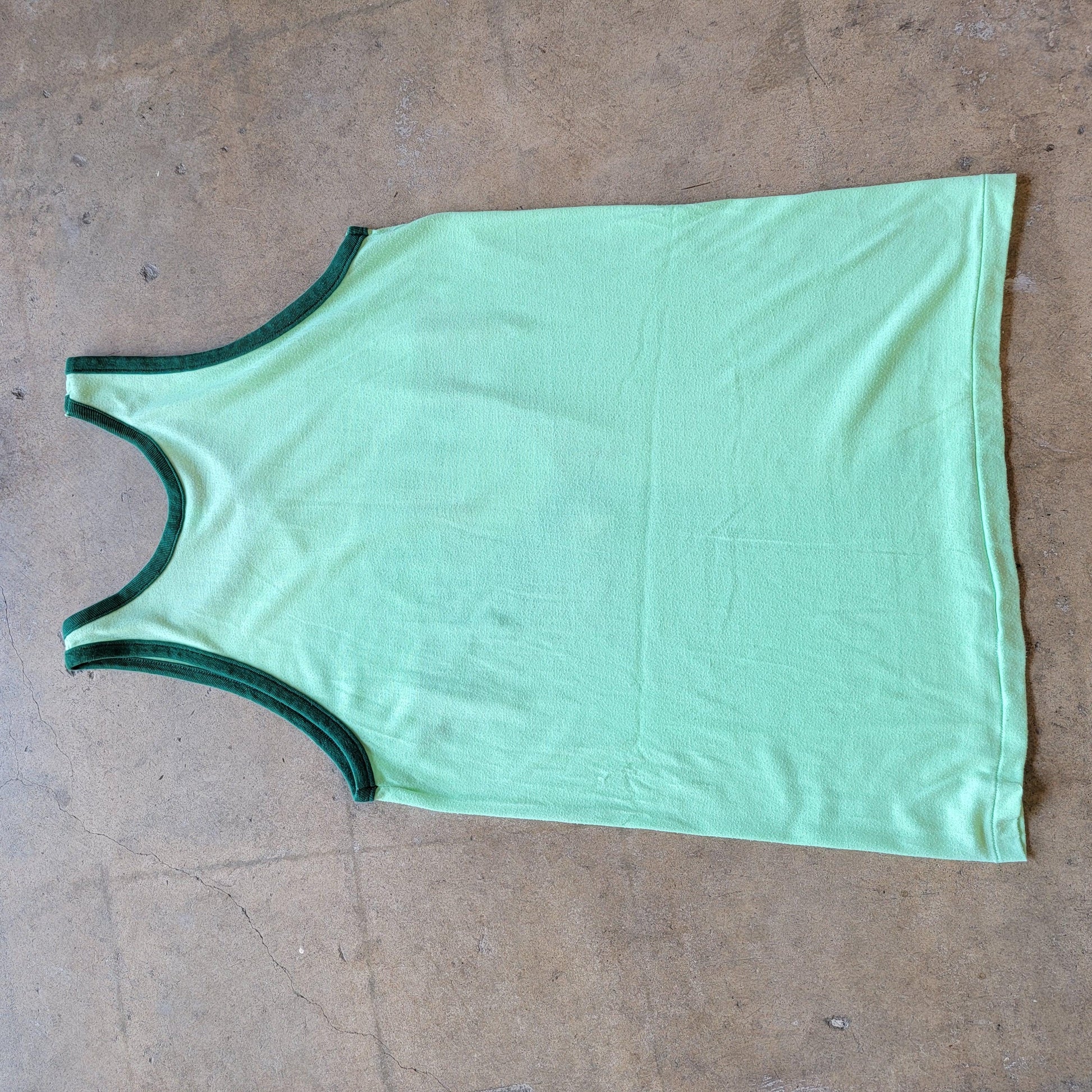 Vintage 70s Mayo Spruce Hawaiian Surf Tank | Mint Green Ringer | Size Large to Extra Large | Hawaiian Juice 100% Juice | Stretchy