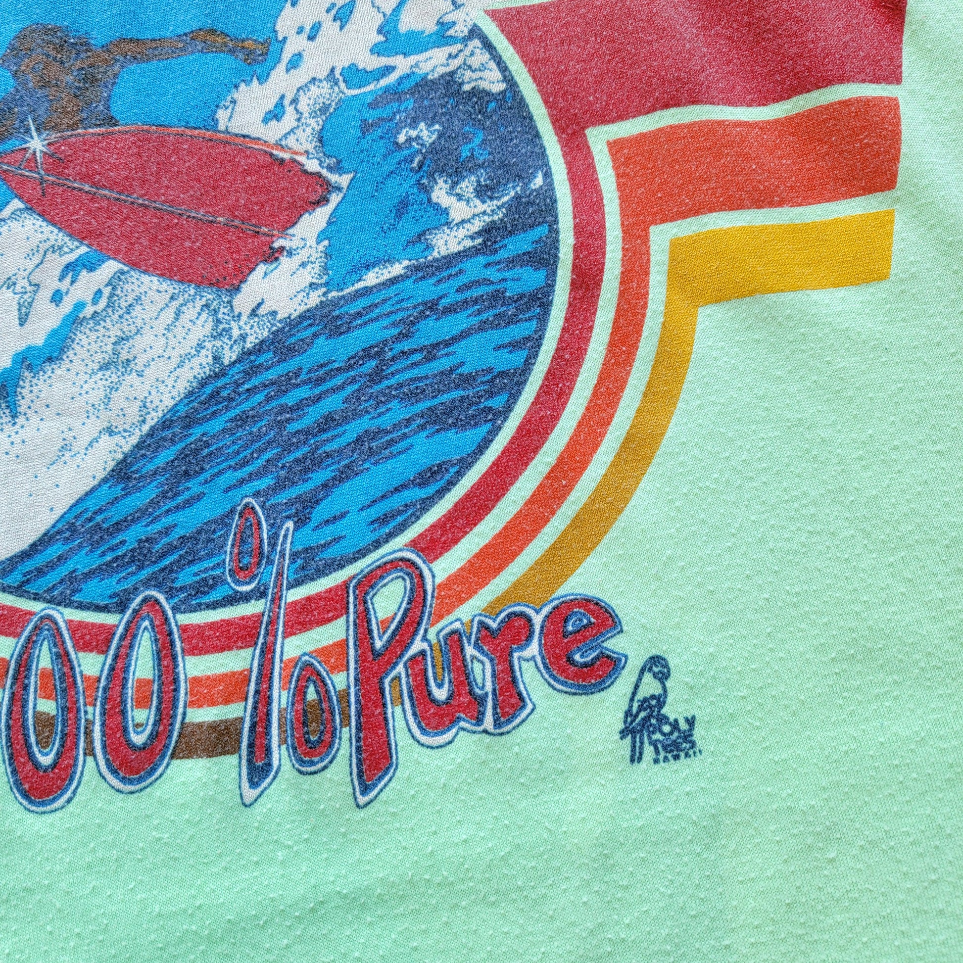 Vintage 70s Mayo Spruce Hawaiian Surf Tank | Mint Green Ringer | Size Large to Extra Large | Hawaiian Juice 100% Juice | Stretchy