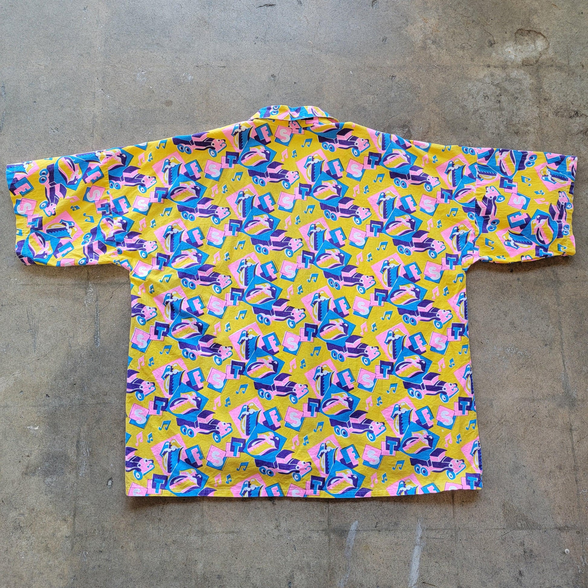 Vintage 80s Rolling Stone Print Button Up Shirt | Super Rare | XL | Right Angle | Button down | Cotton