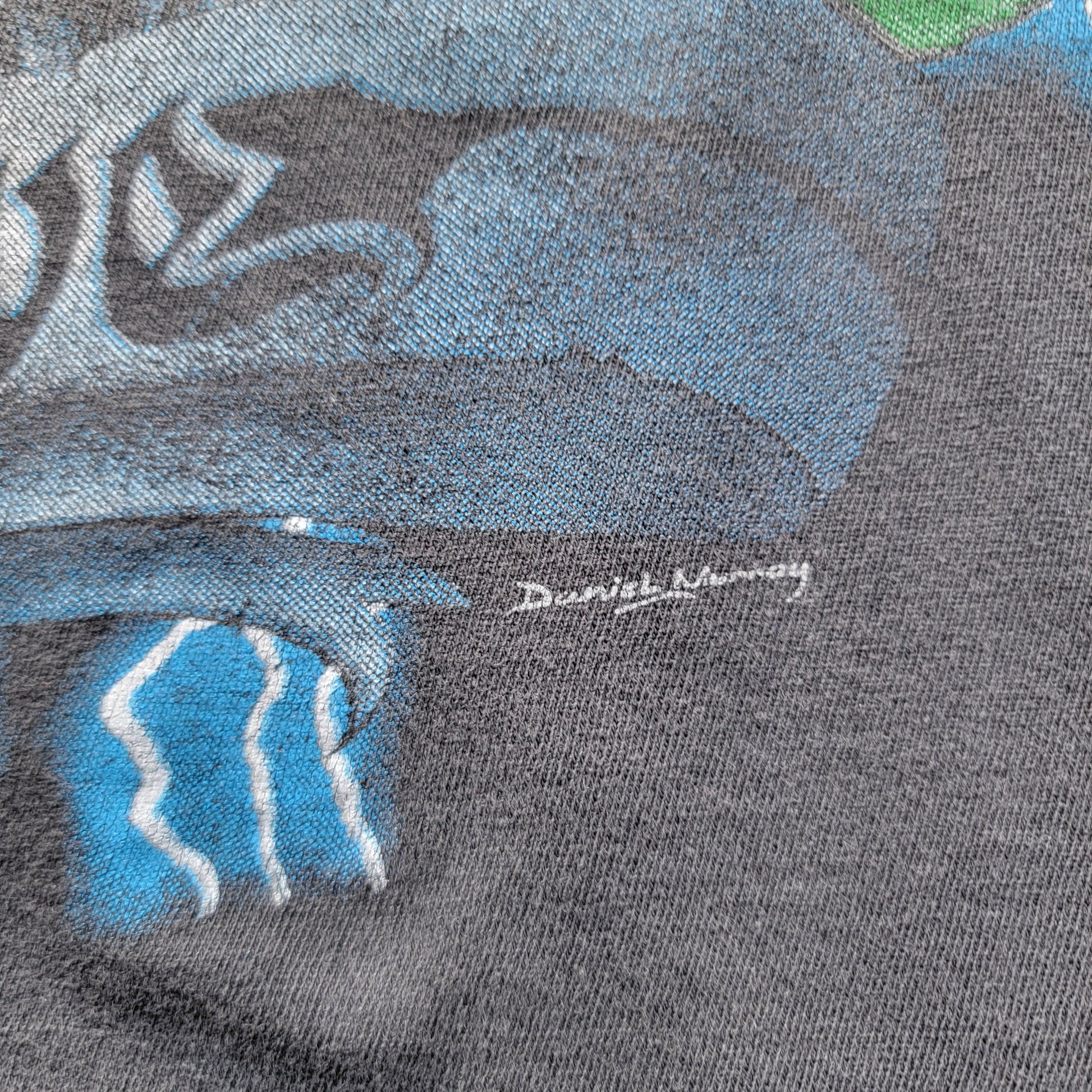 Vintage 90s American Thunder Wolf T-Shirt | USA | Only The Strong Survive | Boxy XL Fit | Single Stitch | Faded | Worn | Lightning | Biker