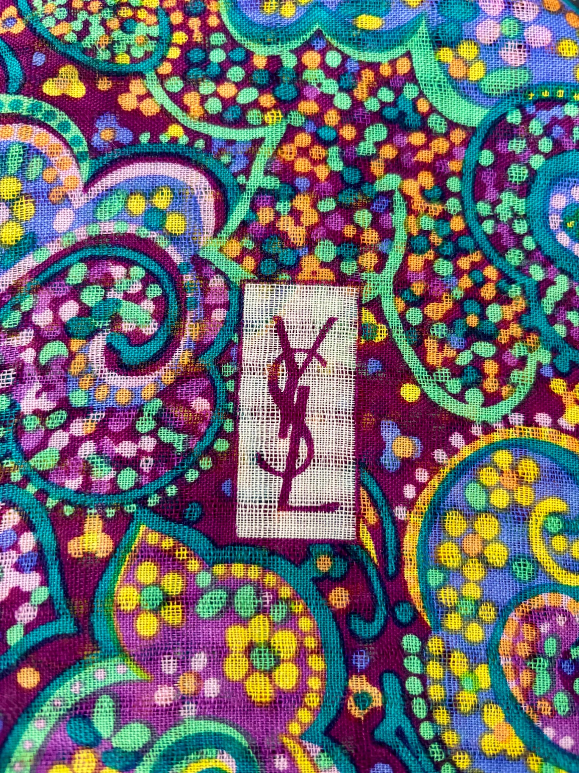 Vintage 1980’s YSL Wool Scarf | Large | Square | Paisley | Yves Saint Laurent