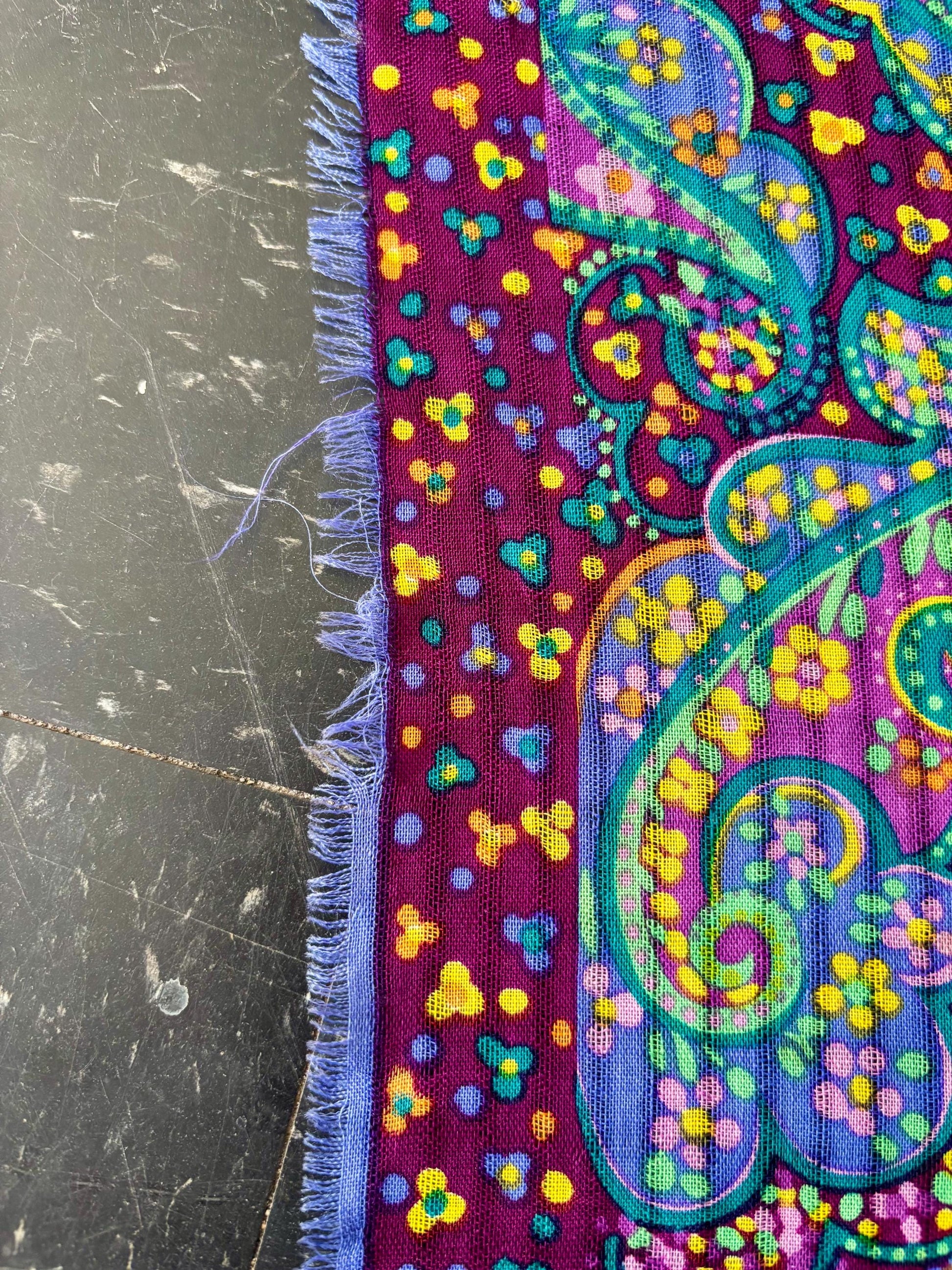 Vintage 1980’s YSL Wool Scarf | Large | Square | Paisley | Yves Saint Laurent