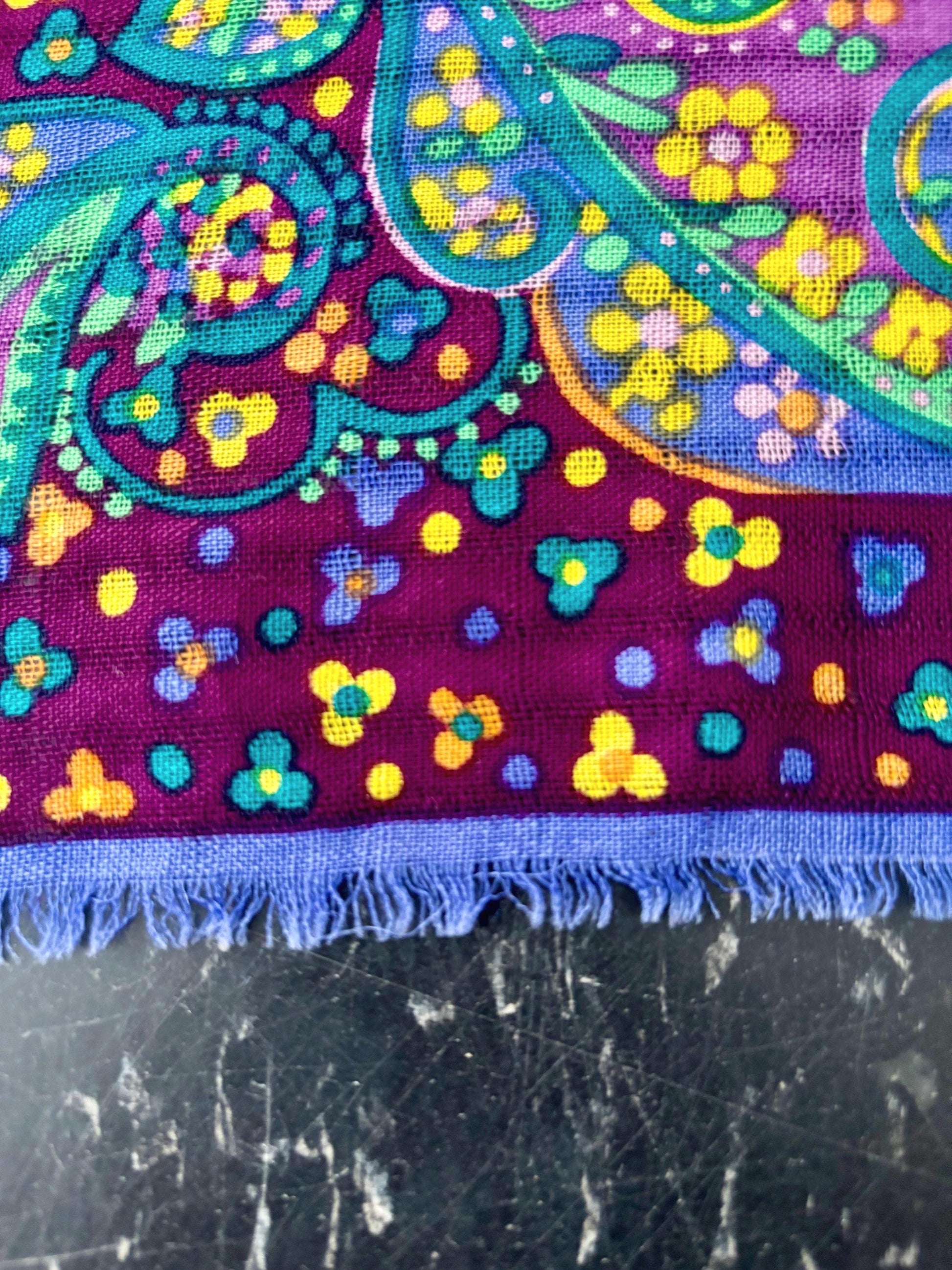 Vintage 1980’s YSL Wool Scarf | Large | Square | Paisley | Yves Saint Laurent