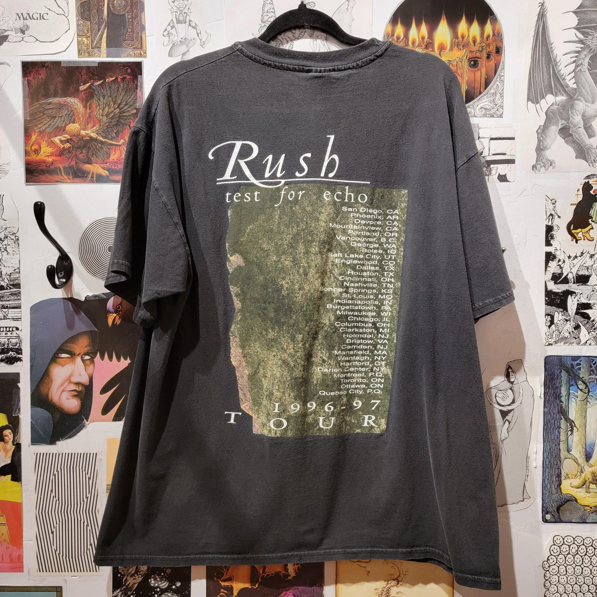 Vintage 1996 - 97 Rush Test of Echo Tour T-shirt | Size XL | Black | Faded