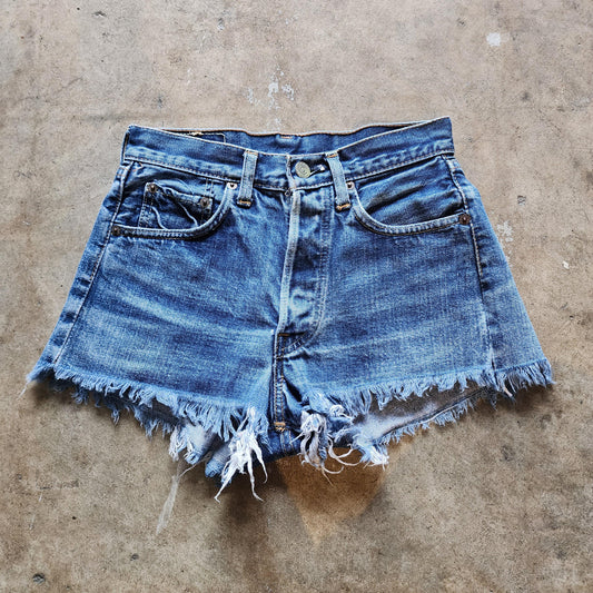 Vintage Early 70s Levi's Cut-off Shorts | 501s | Redlines | Selvedge | small e | Lemon stitching | XS | 25 waist
