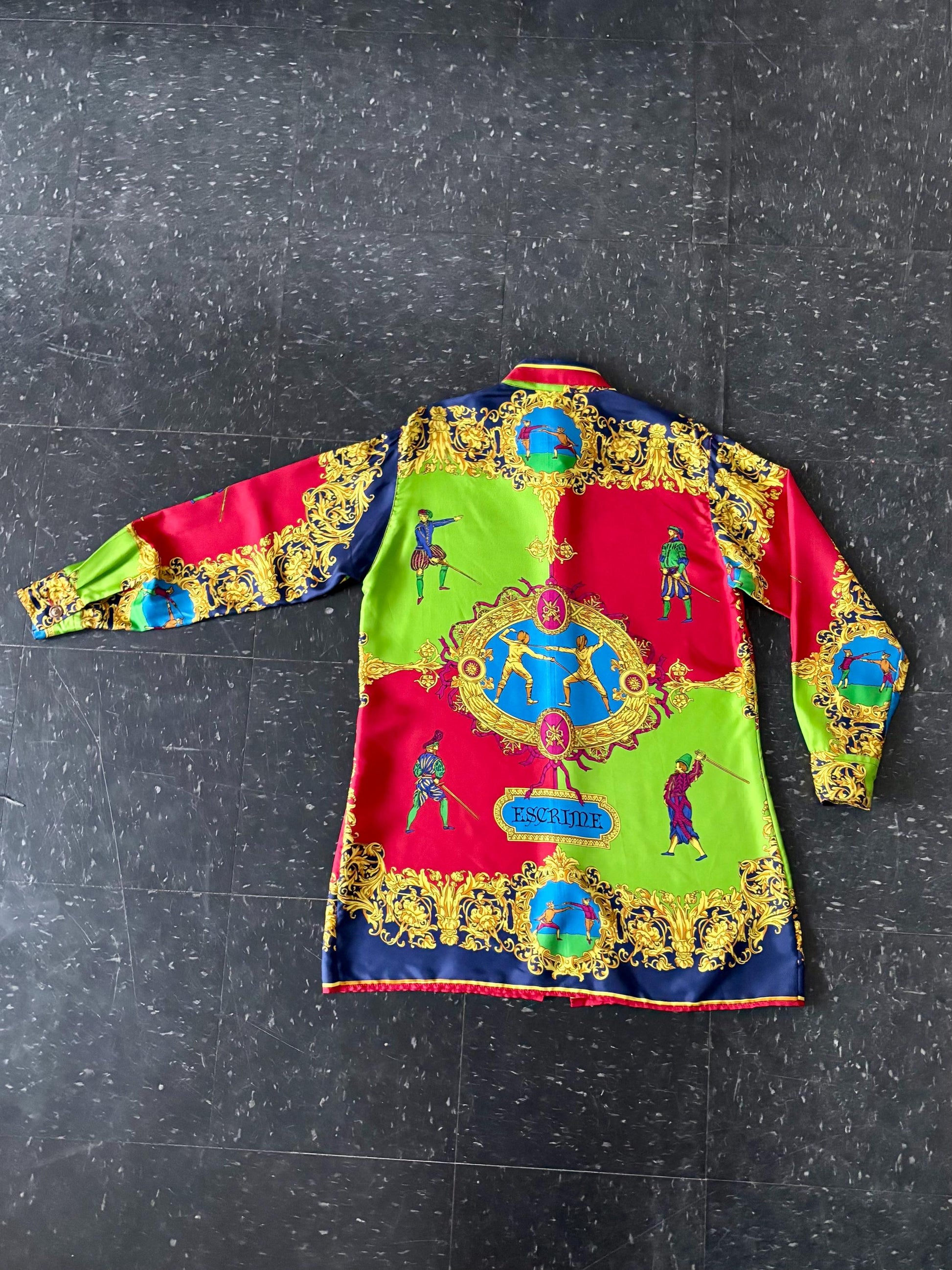 Vintage 1980s Marina Sitbon pour Kamosho Blouse | Medium | Silk | Vibrant | Fencing | Baroque