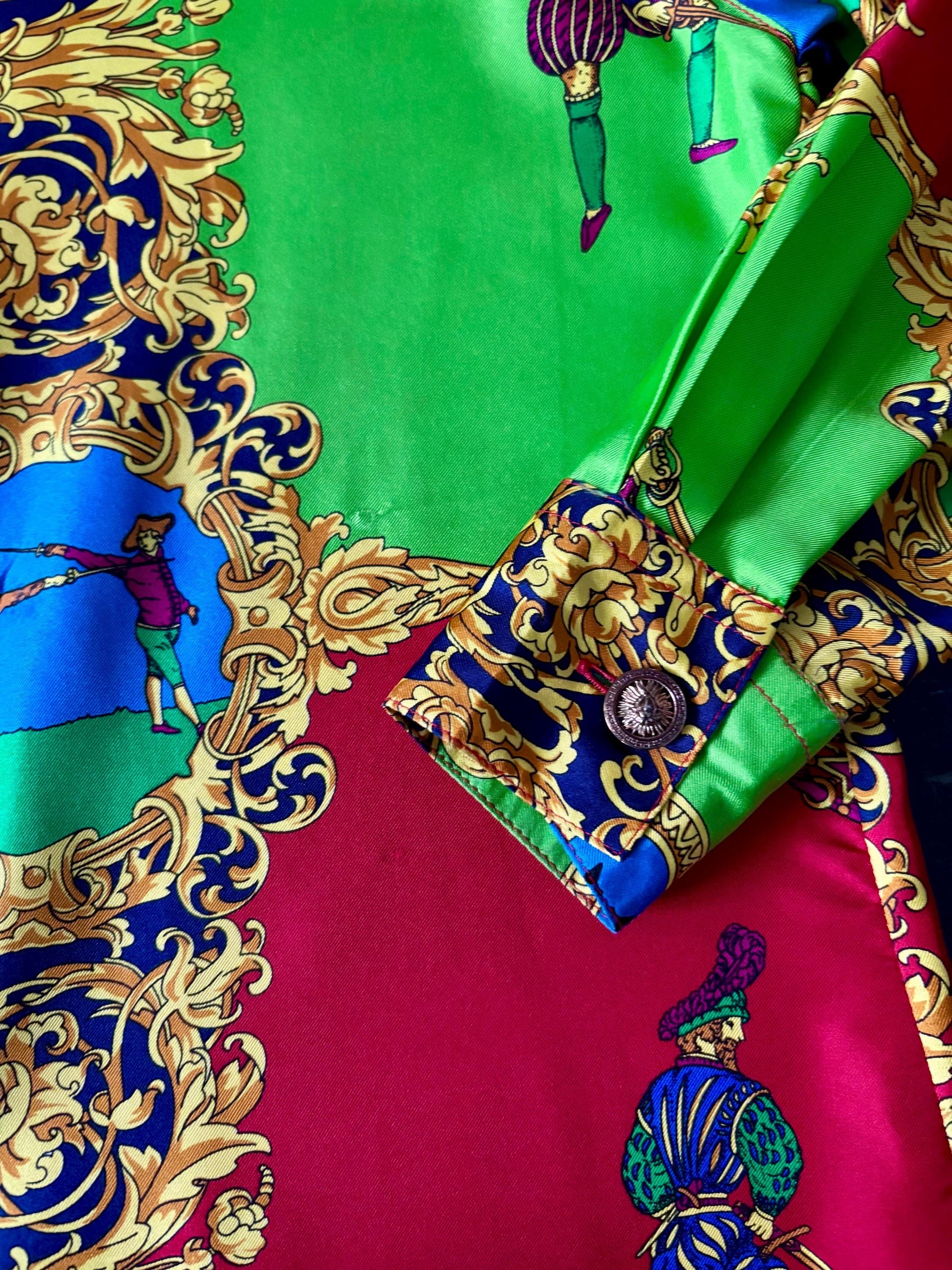 Vintage 1980s Marina Sitbon pour Kamosho Blouse | Medium | Silk | Vibrant | Fencing | Baroque