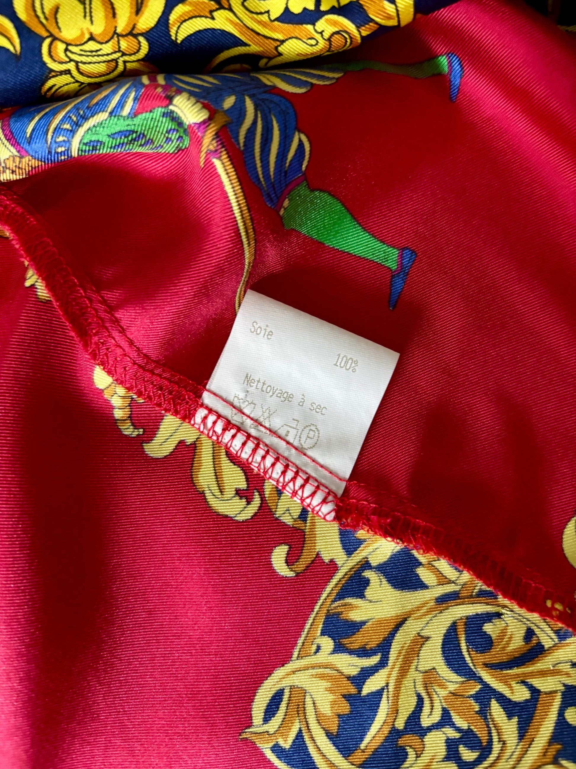 Vintage 1980s Marina Sitbon pour Kamosho Blouse | Medium | Silk | Vibrant | Fencing | Baroque