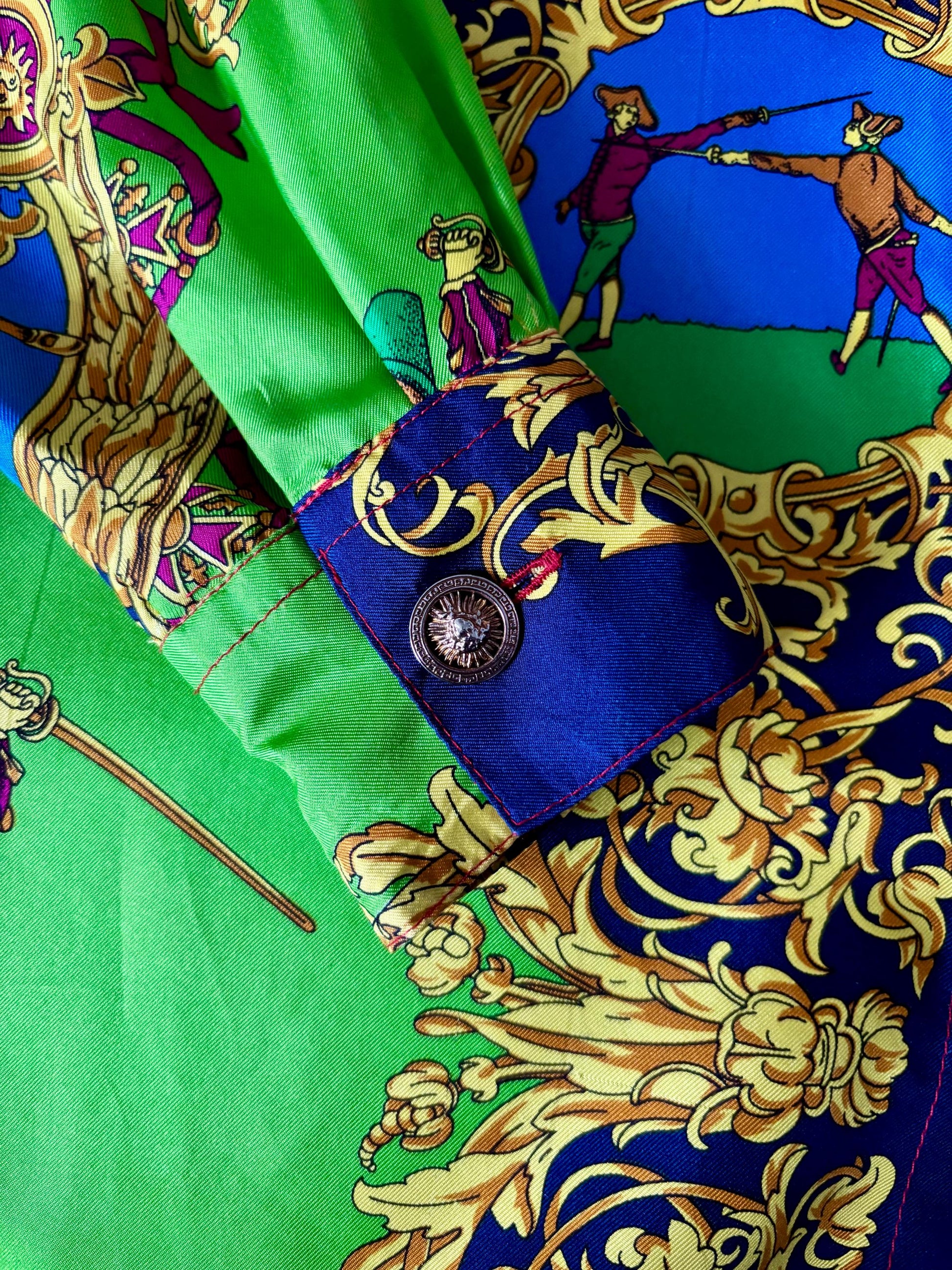 Vintage 1980s Marina Sitbon pour Kamosho Blouse | Medium | Silk | Vibrant | Fencing | Baroque
