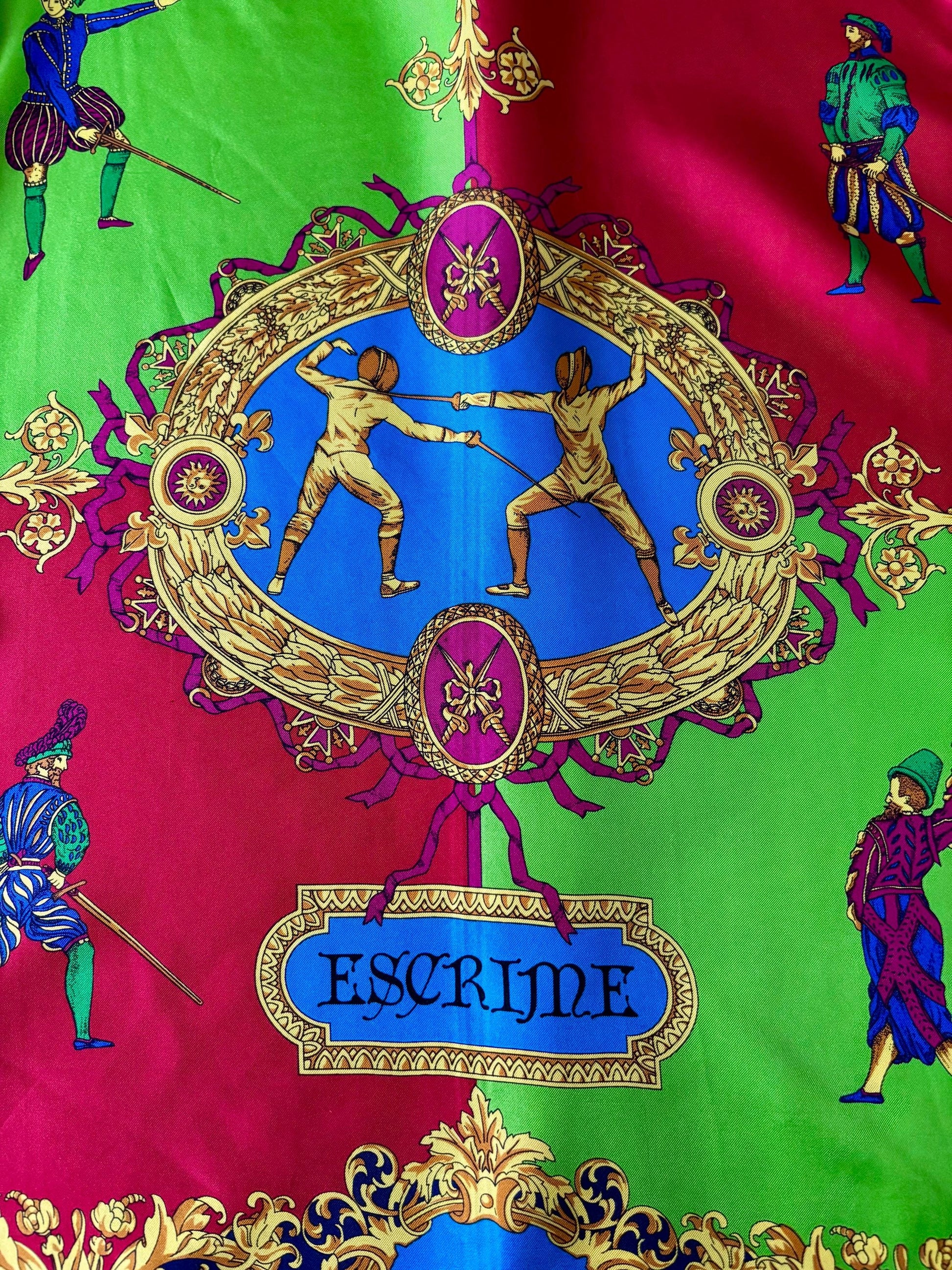 Vintage 1980s Marina Sitbon pour Kamosho Blouse | Medium | Silk | Vibrant | Fencing | Baroque