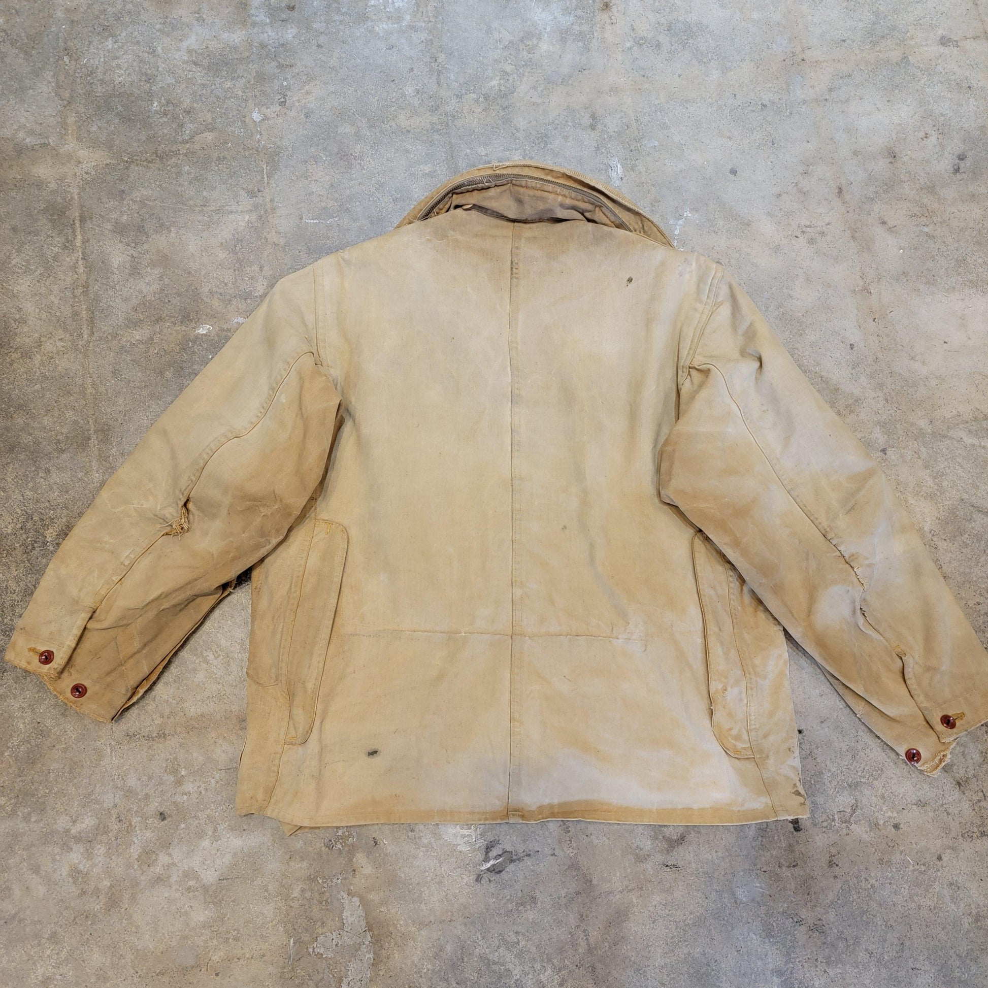 Vintage 30s / 40s Hunting Coat | Red Head Bone Dry | Rolling Hood | Corduroy Collar | Distressed | Duck Canvas | Medium