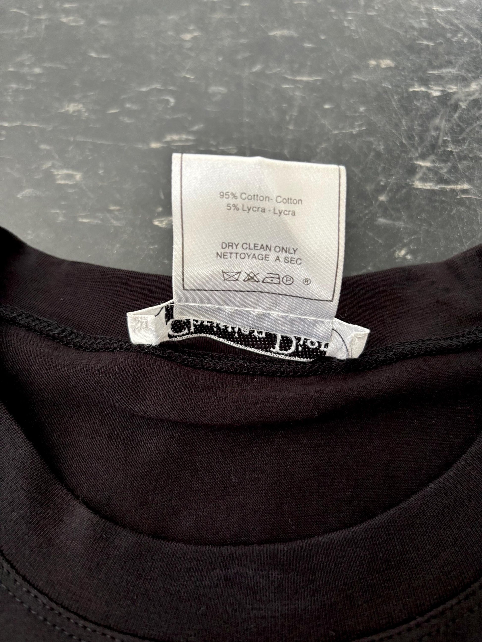 Vintage S/S 2001 J’adore Dior Black Tee | Christian Dior | Size 8 | Small | Designer | Embroidered | Sequin