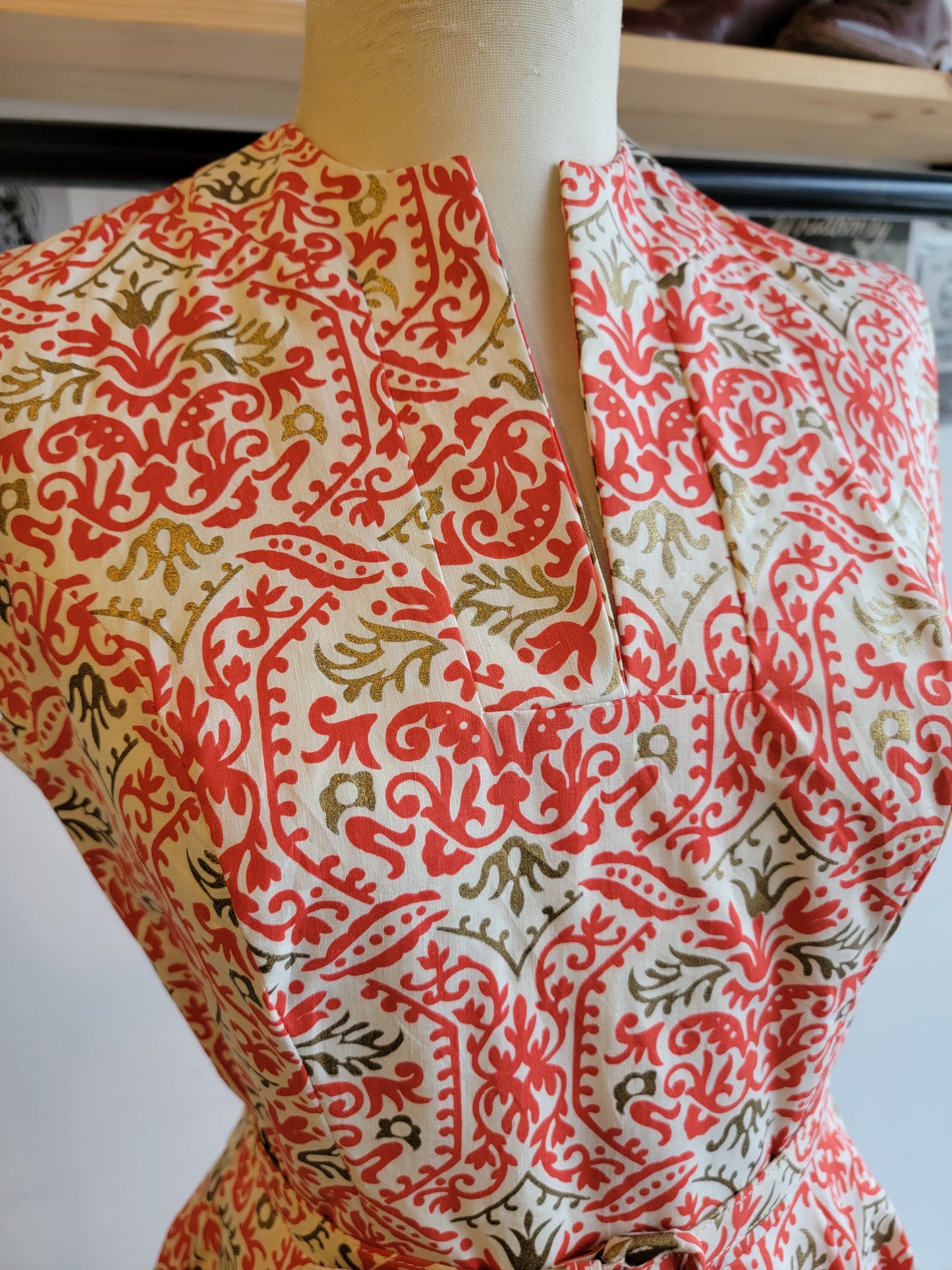 Vintage 1950s Cotton Dress - Small