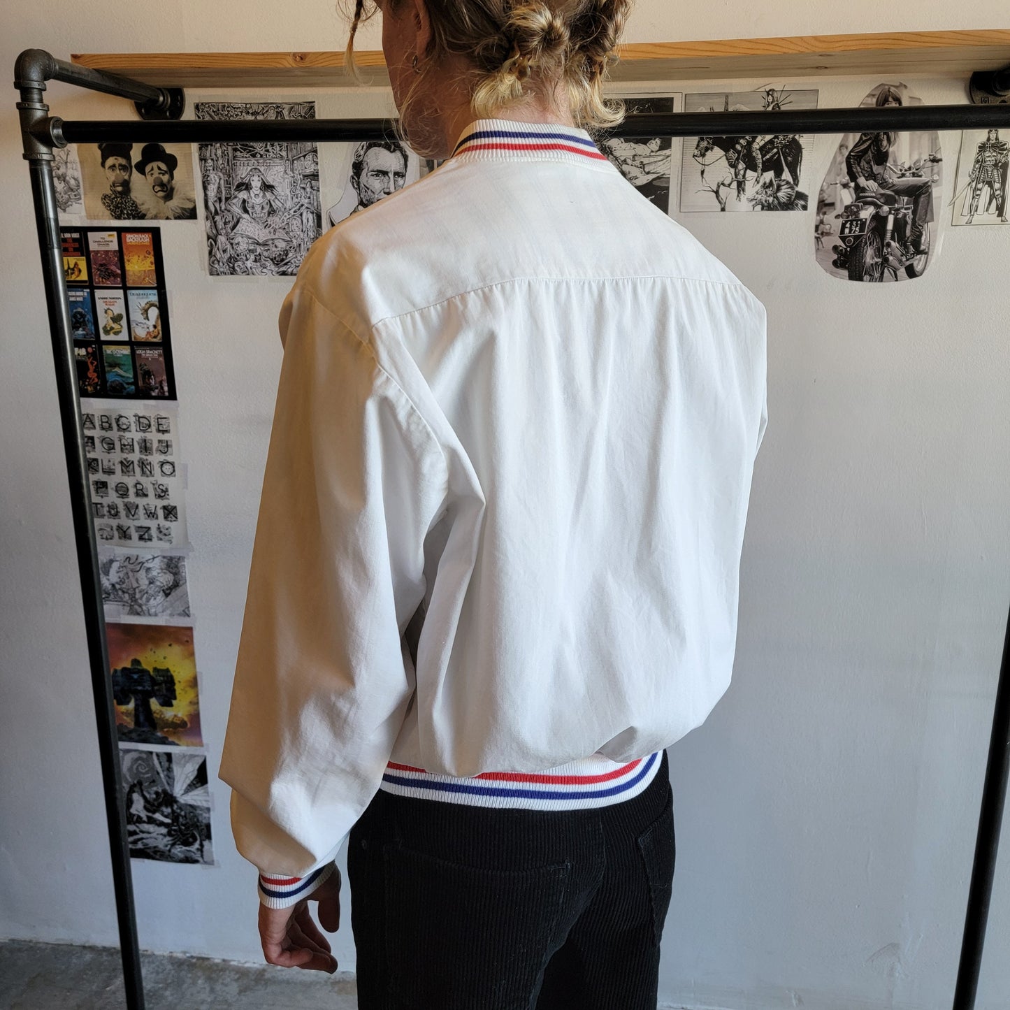 1960s White Cotton Sport Prep Jacket  M-L