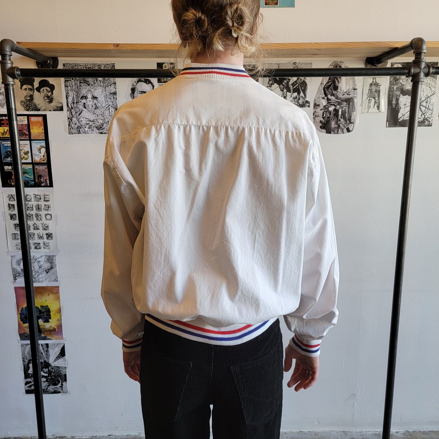 1960s White Cotton Sport Prep Jacket  M-L