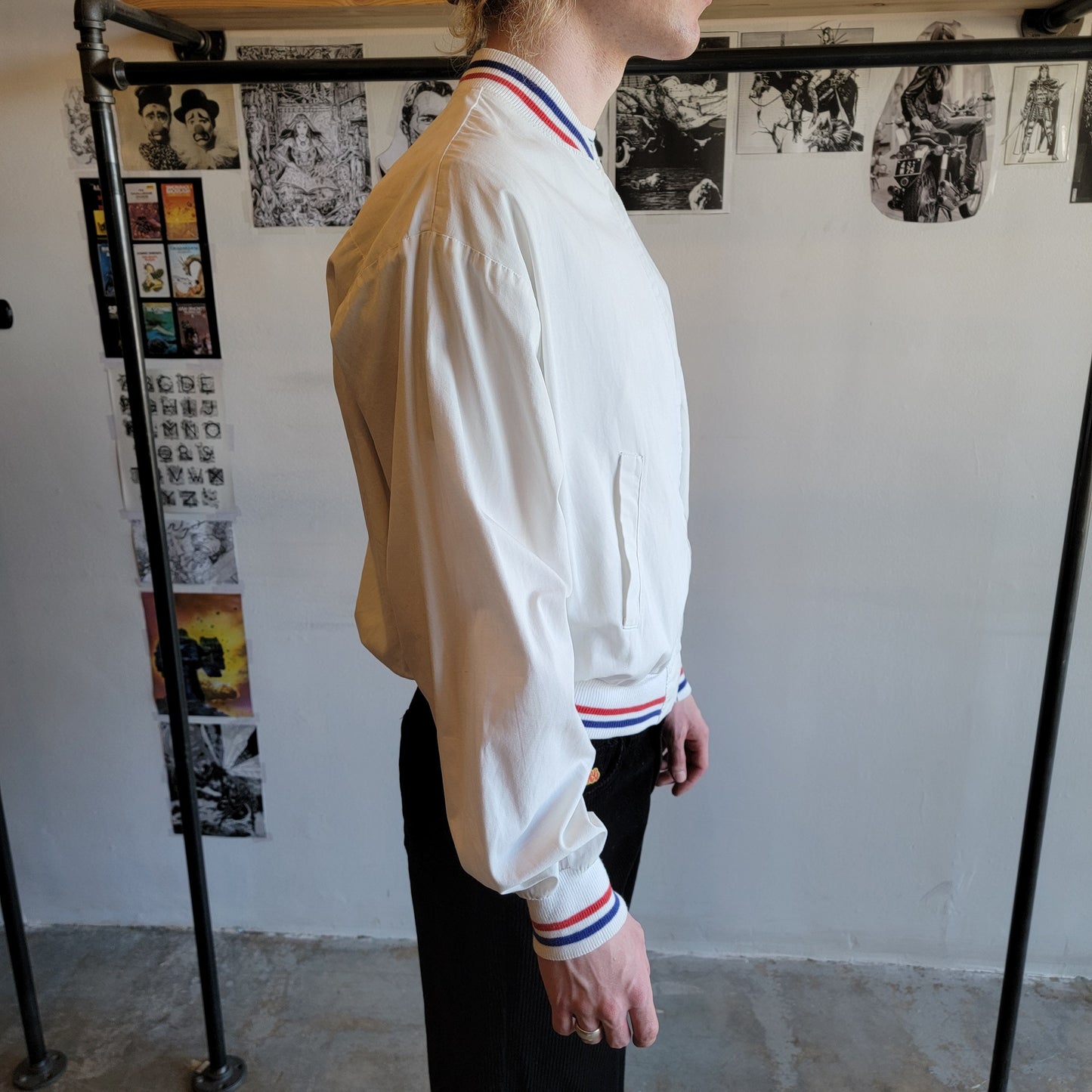 1960s White Cotton Sport Prep Jacket  M-L