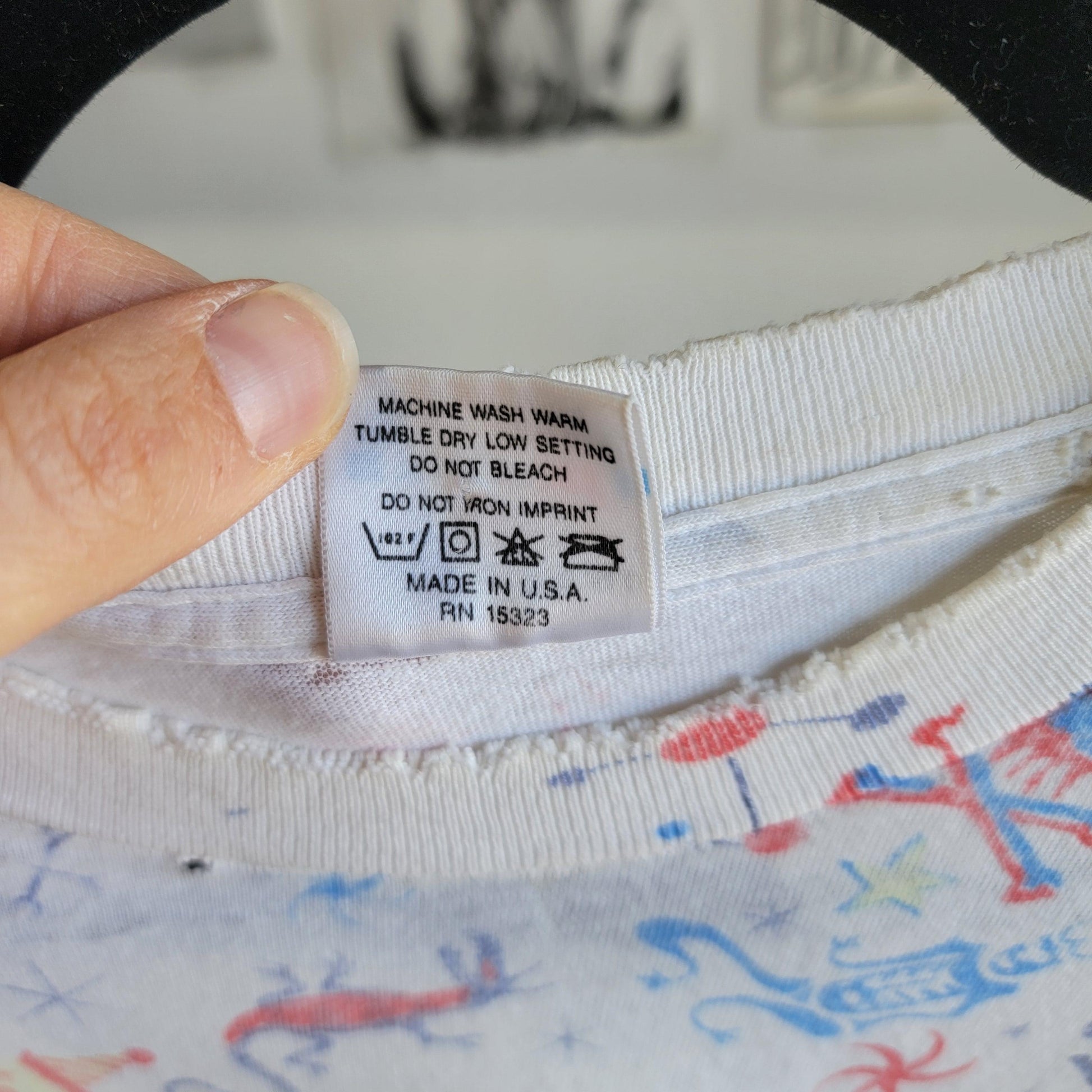 Vintage Early 90s Oingo Boingo T-Shirt | XL | All Over Print | AOP | Single Stitch | Belton Tag | Distressed | Thin | Worn | Cotton
