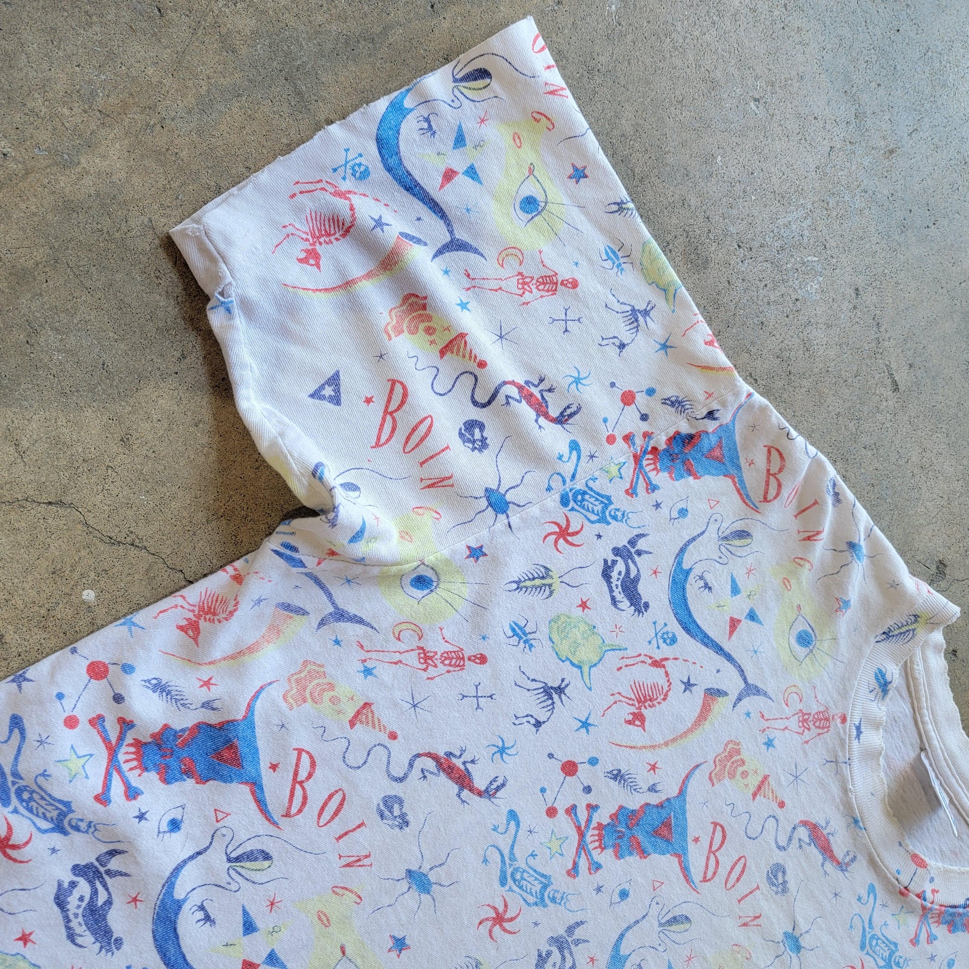 Vintage Early 90s Oingo Boingo T-Shirt | XL | All Over Print | AOP | Single Stitch | Belton Tag | Distressed | Thin | Worn | Cotton