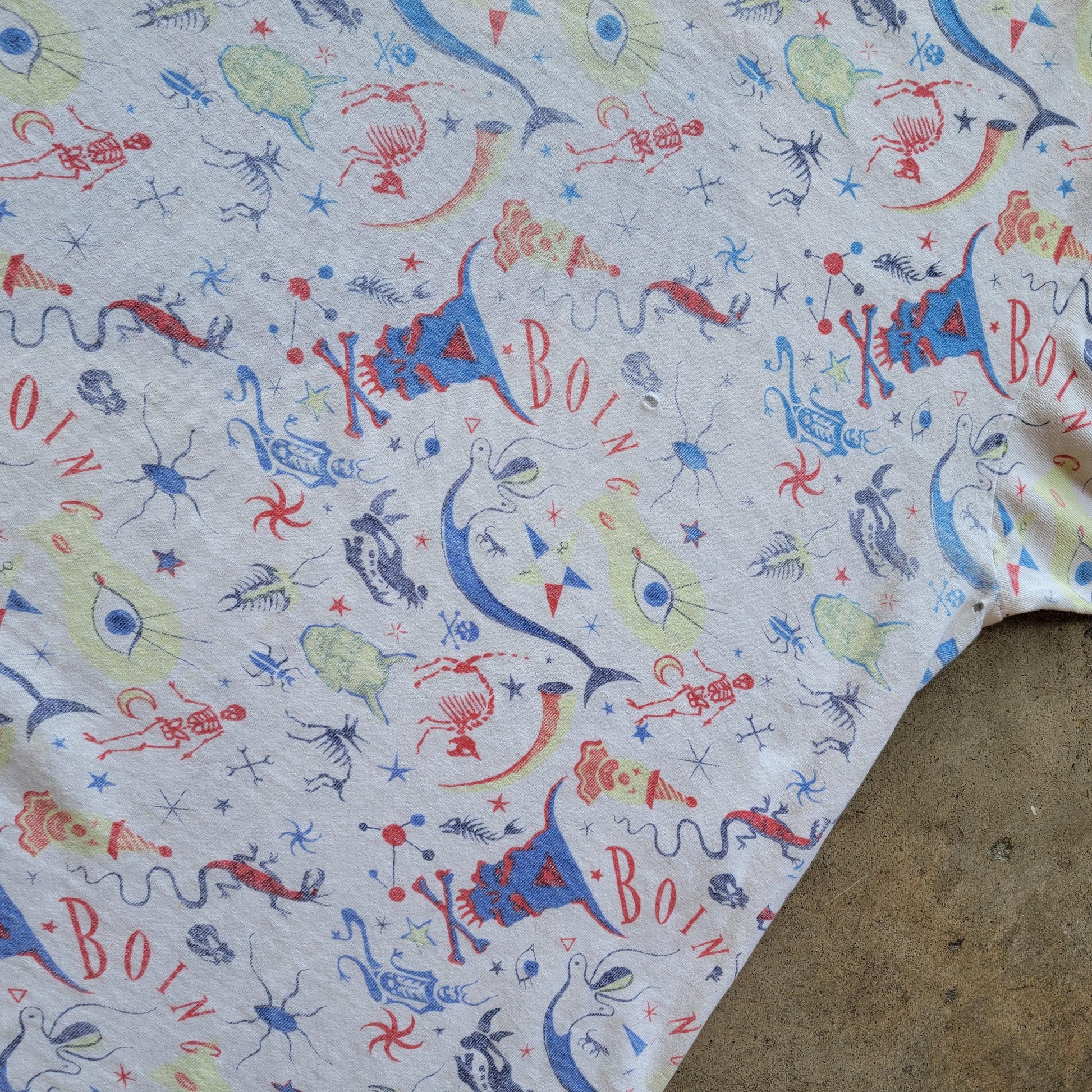 Vintage Early 90s Oingo Boingo T-Shirt | XL | All Over Print | AOP | Single Stitch | Belton Tag | Distressed | Thin | Worn | Cotton