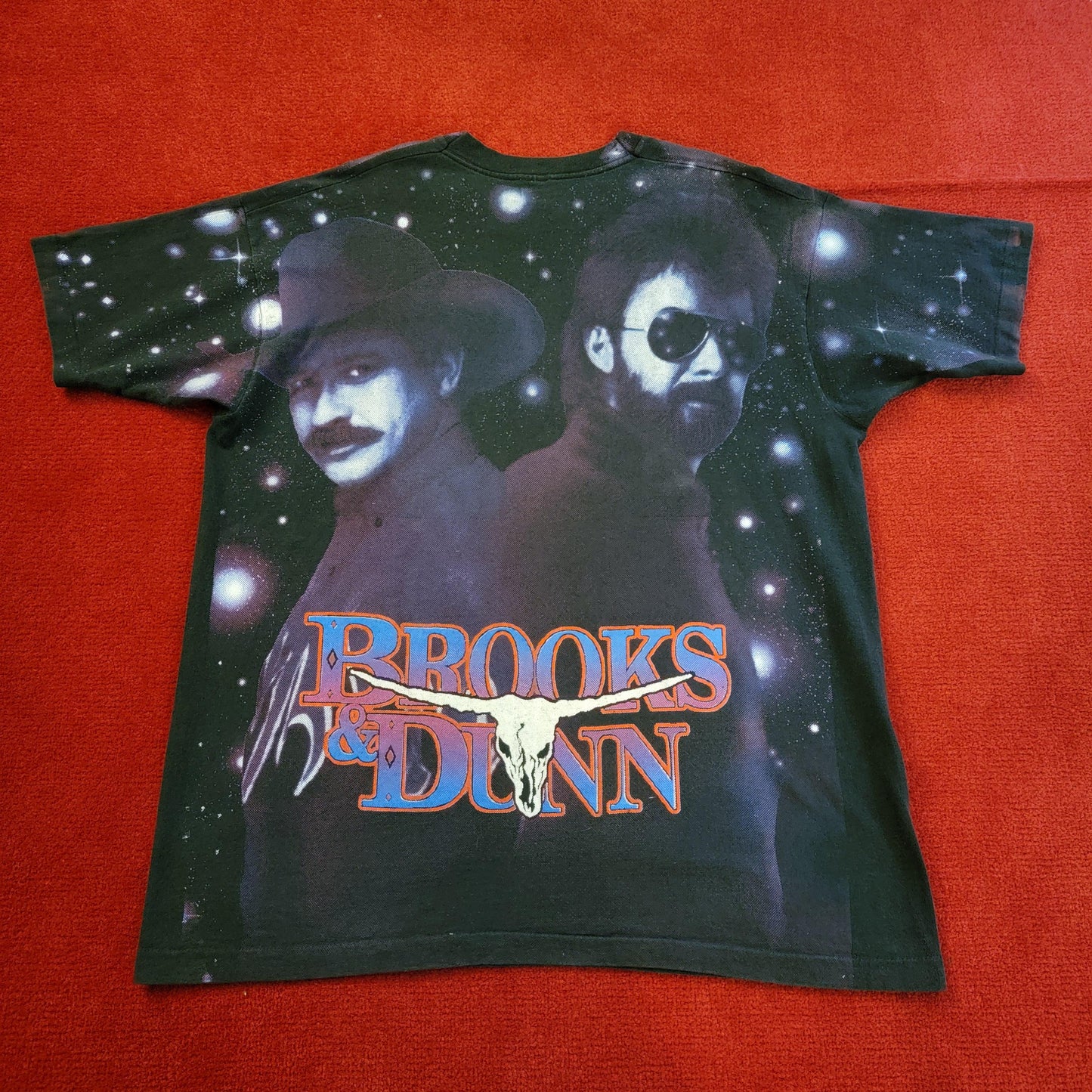Vintage 90s Brooks & Dunn All Over Print T-shirt | Size XXL | Fruit of the Loom