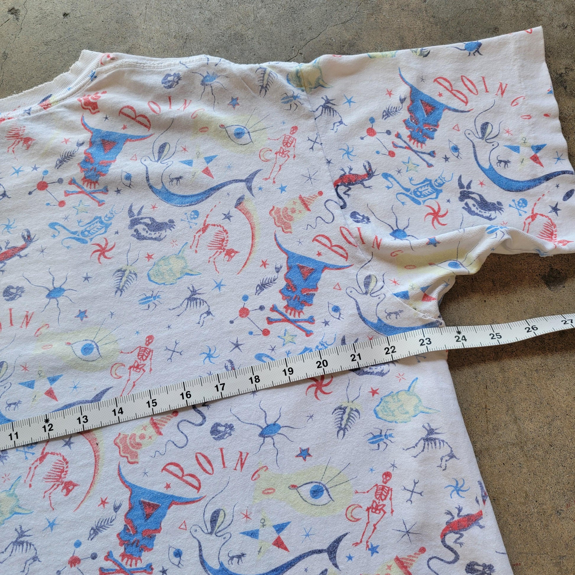 Vintage Early 90s Oingo Boingo T-Shirt | XL | All Over Print | AOP | Single Stitch | Belton Tag | Distressed | Thin | Worn | Cotton
