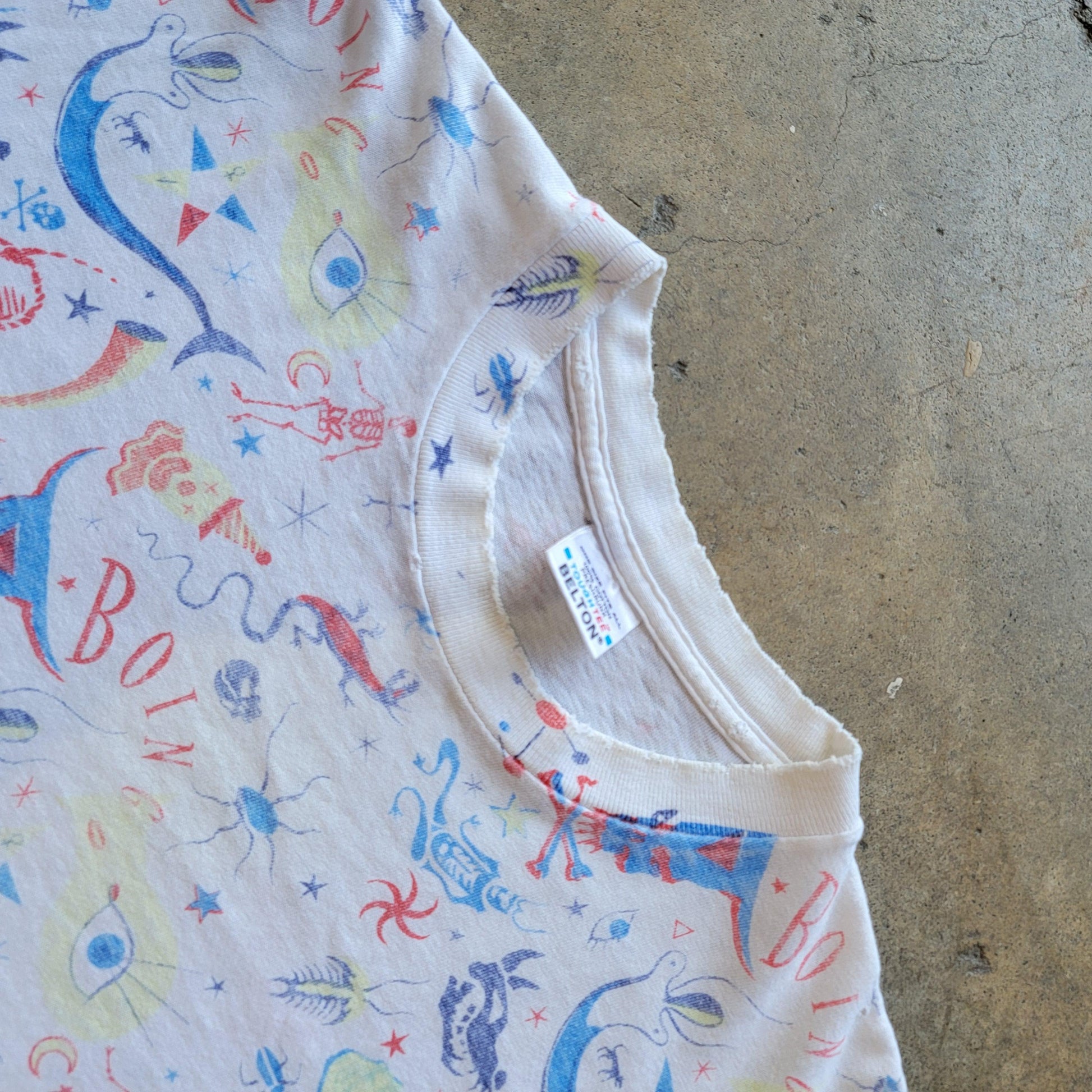 Vintage Early 90s Oingo Boingo T-Shirt | XL | All Over Print | AOP | Single Stitch | Belton Tag | Distressed | Thin | Worn | Cotton