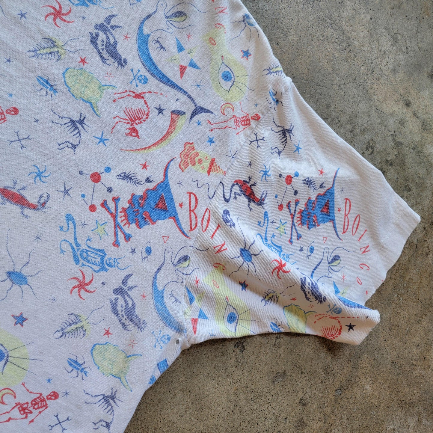 Vintage Early 90s Oingo Boingo T-Shirt | XL | All Over Print | AOP | Single Stitch | Belton Tag | Distressed | Thin | Worn | Cotton