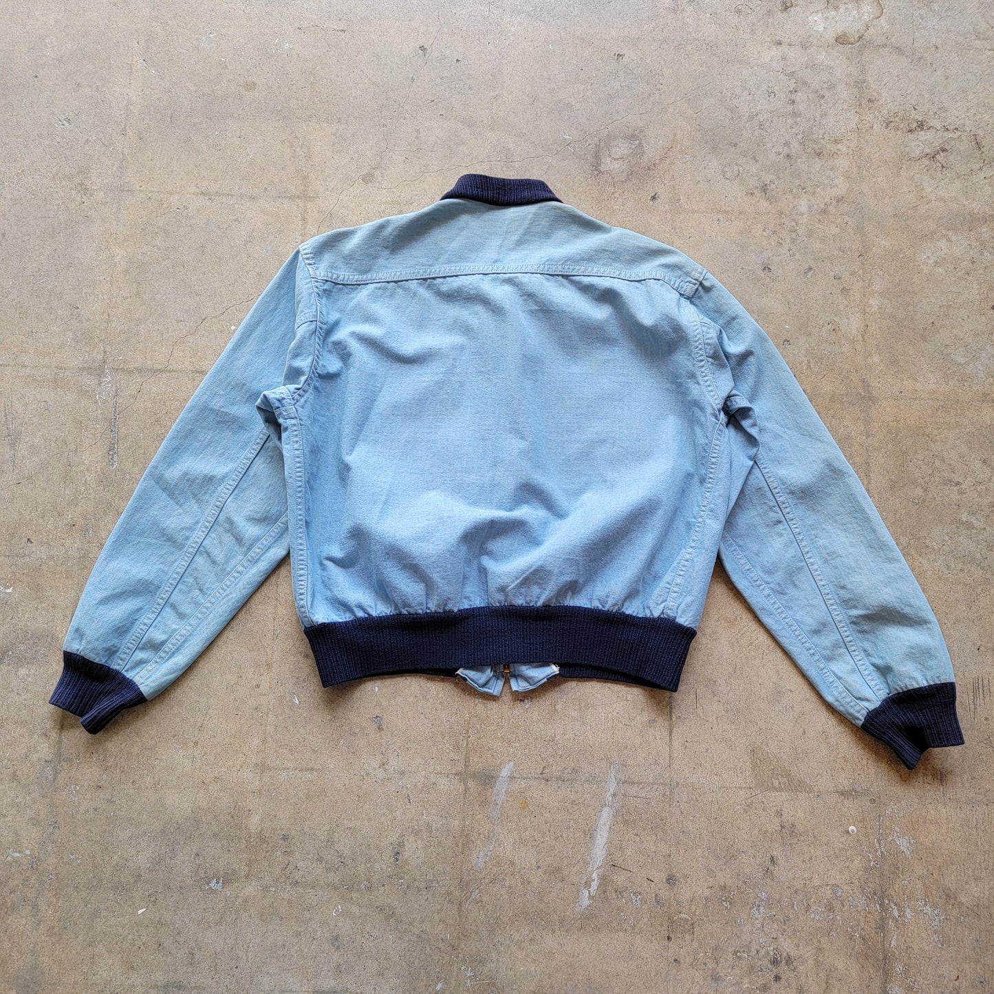 Vintage 50s Chambray Zip Up Bomber Jacket | Conmar Zipper | Selvedge | Size Medium To Large | Fantastic Condition | Beautiful Patina