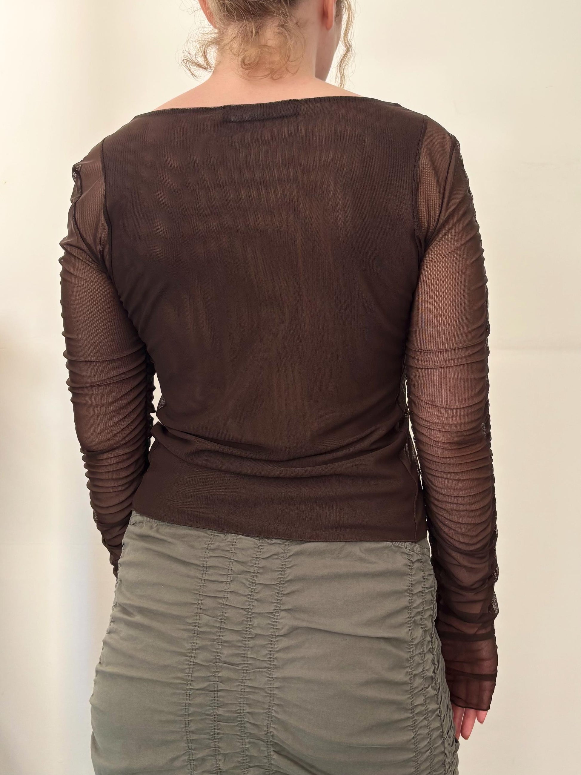 Vintage Y2K Florence Korn pour Ecru top | Size M | Designer | Made in France | Mesh