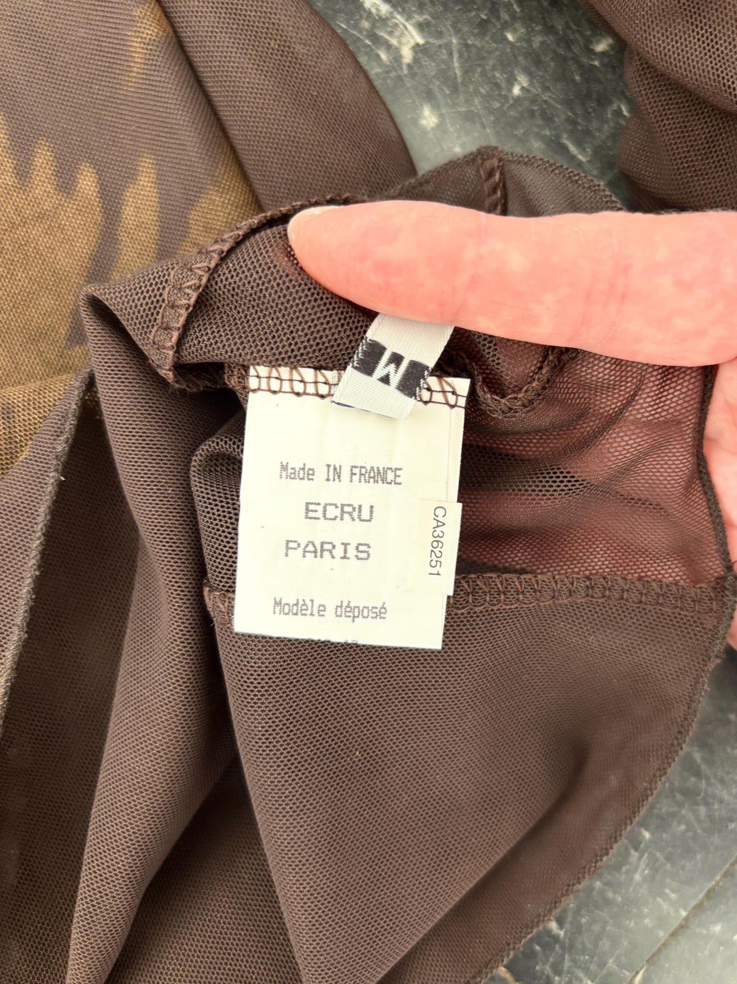 Vintage Y2K Florence Korn pour Ecru top | Size M | Designer | Made in France | Mesh