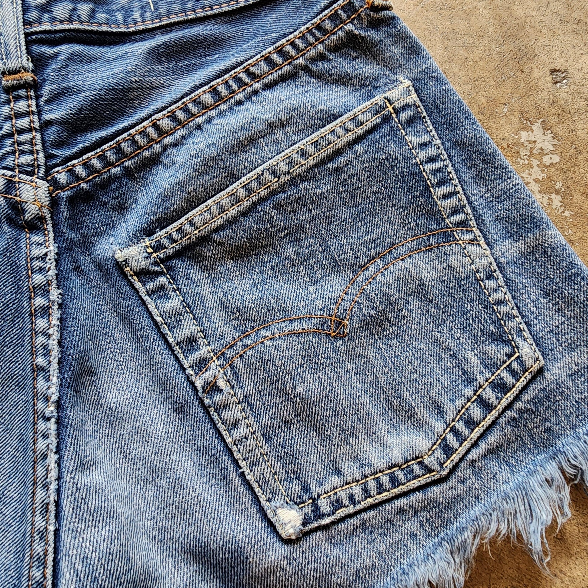 Vintage Early 70s Levi's Cut-off Shorts | 501s | Redlines | Selvedge | small e | Lemon stitching | XS | 25 waist
