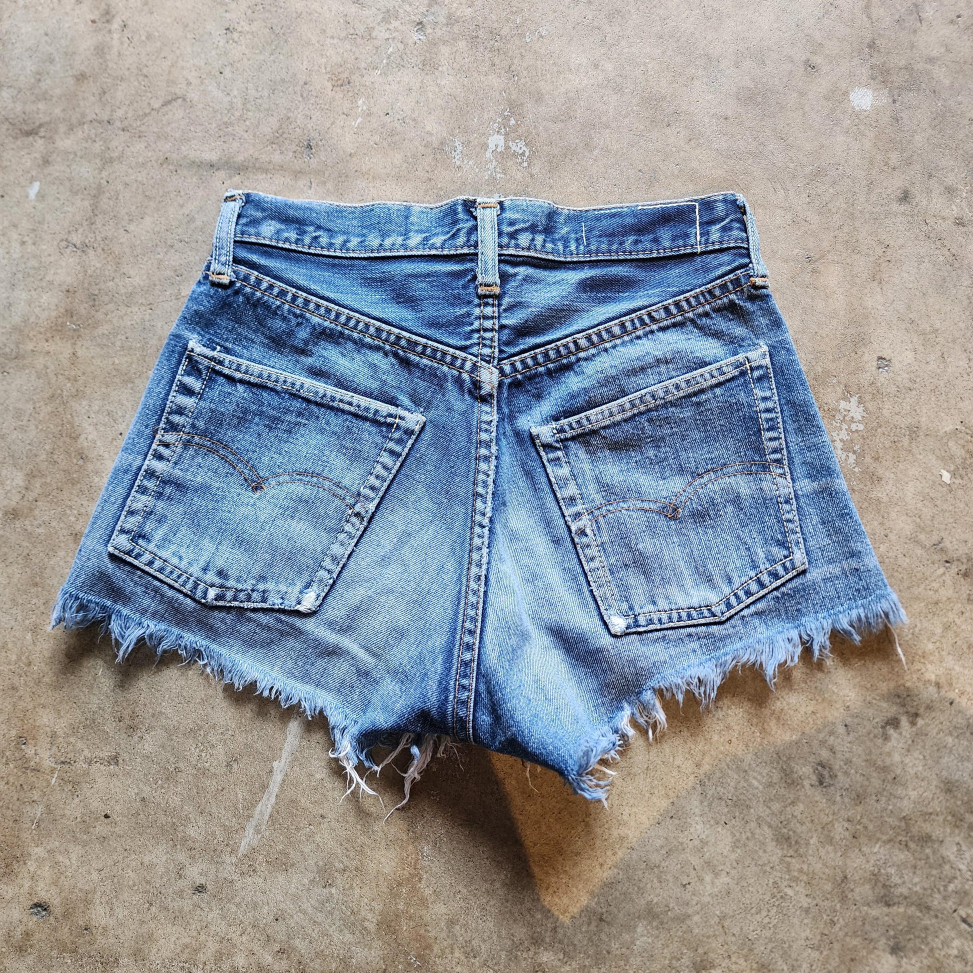 Vintage Early 70s Levi's Cut-off Shorts | 501s | Redlines | Selvedge | small e | Lemon stitching | XS | 25 waist