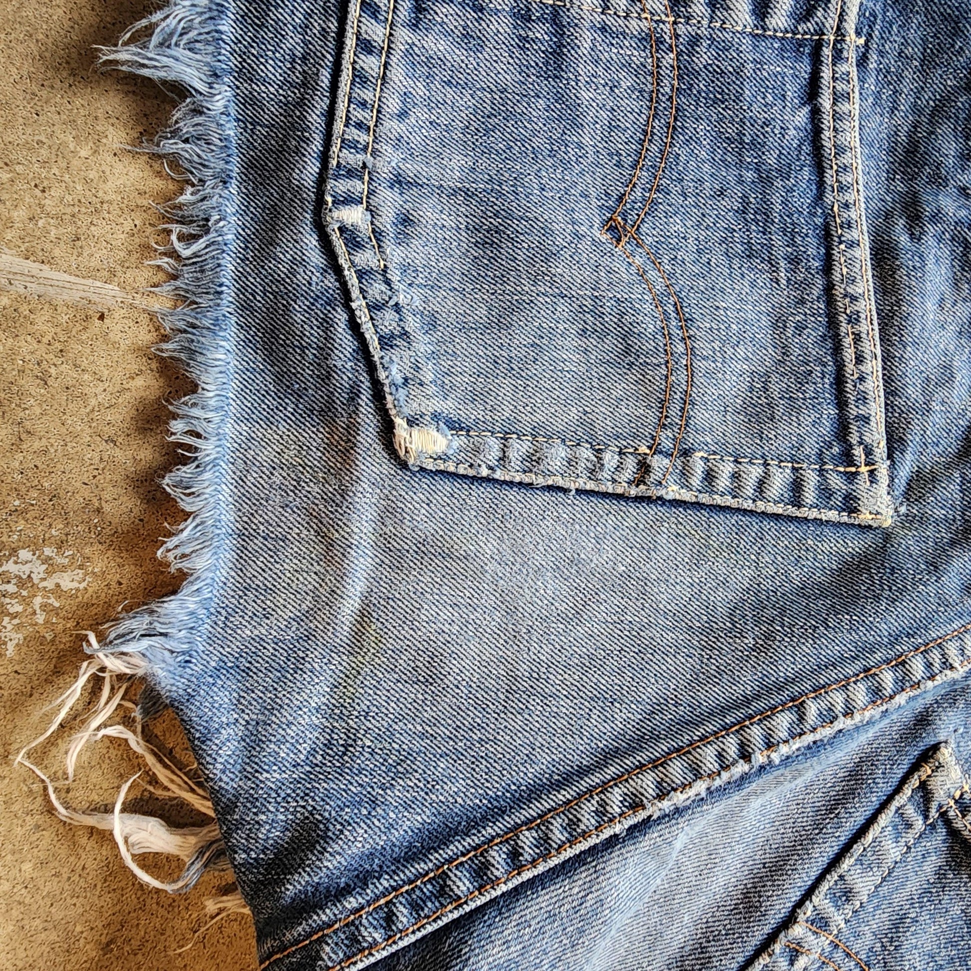 Vintage Early 70s Levi's Cut-off Shorts | 501s | Redlines | Selvedge | small e | Lemon stitching | XS | 25 waist